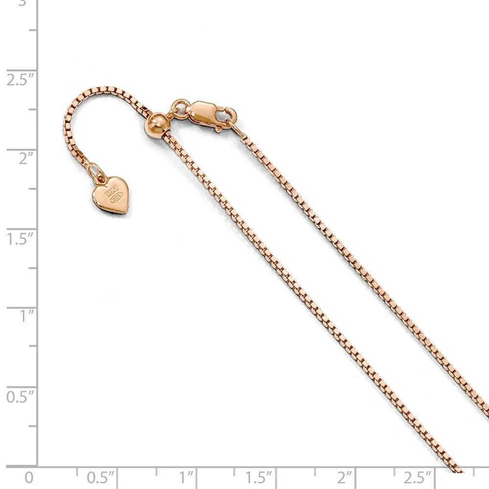 1.1mm Rose Gold Tone Sterling Silver Adjustable Box Chain Necklace