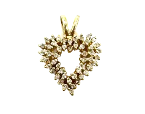 1/2 CTW Heart Shaped Diamond Cluster Pendant in 14K Yellow Gold