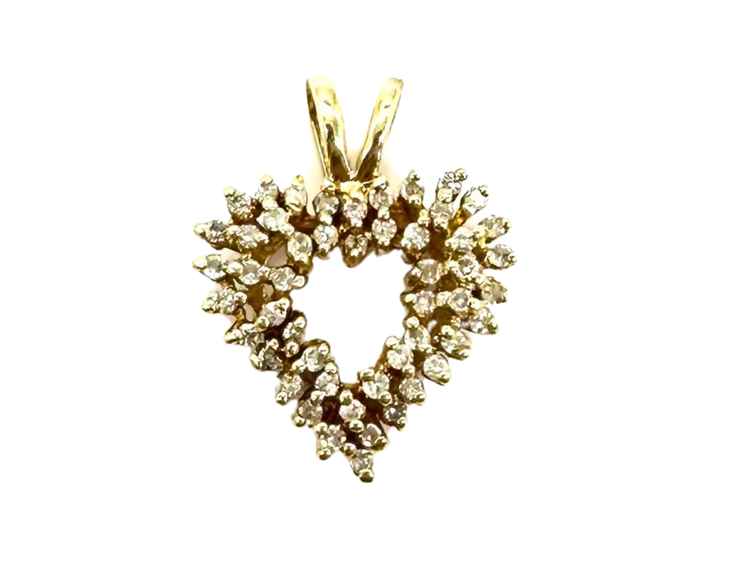 1/2 CTW Heart Shaped Diamond Cluster Pendant in 14K Yellow Gold