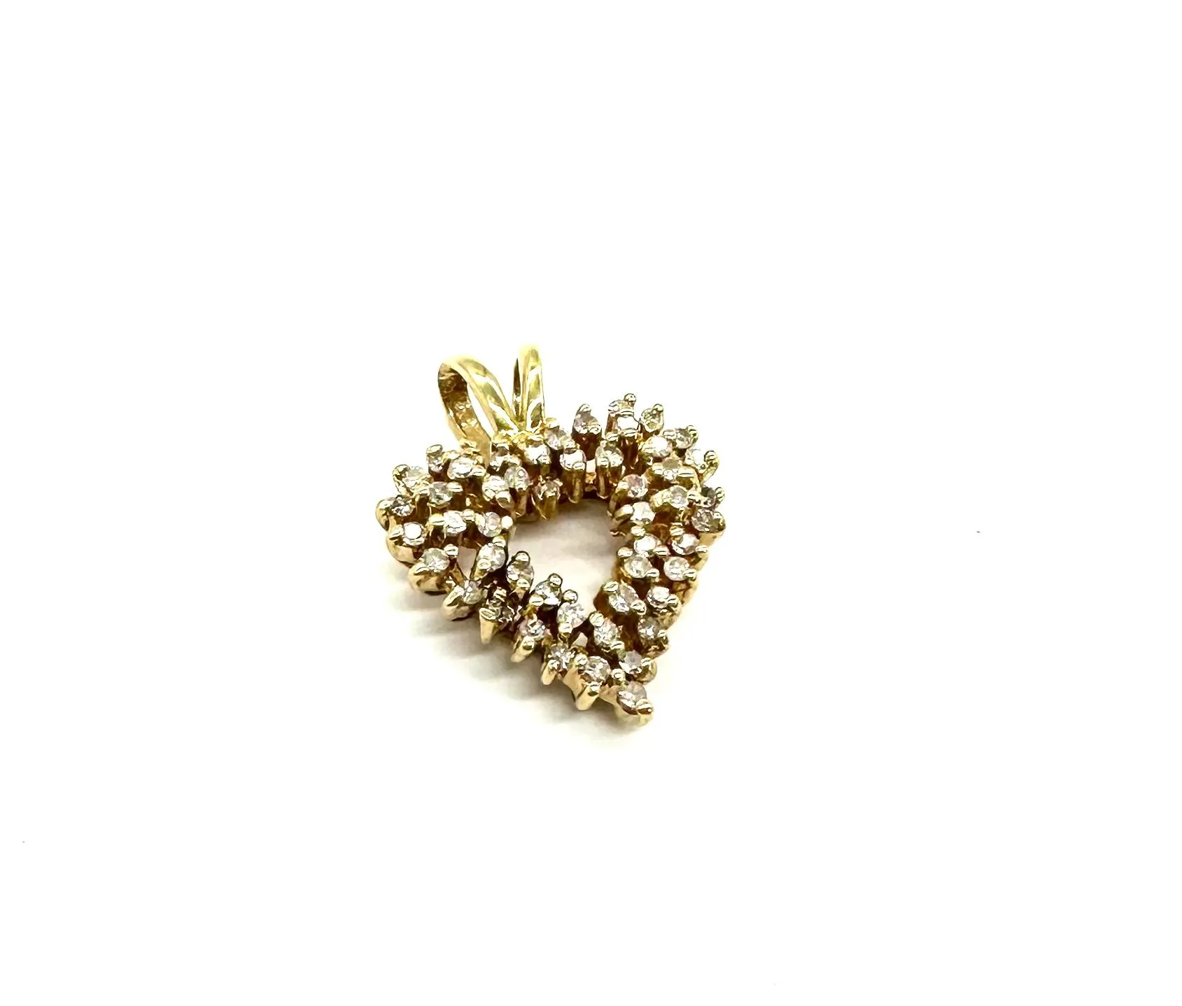 1/2 CTW Heart Shaped Diamond Cluster Pendant in 14K Yellow Gold