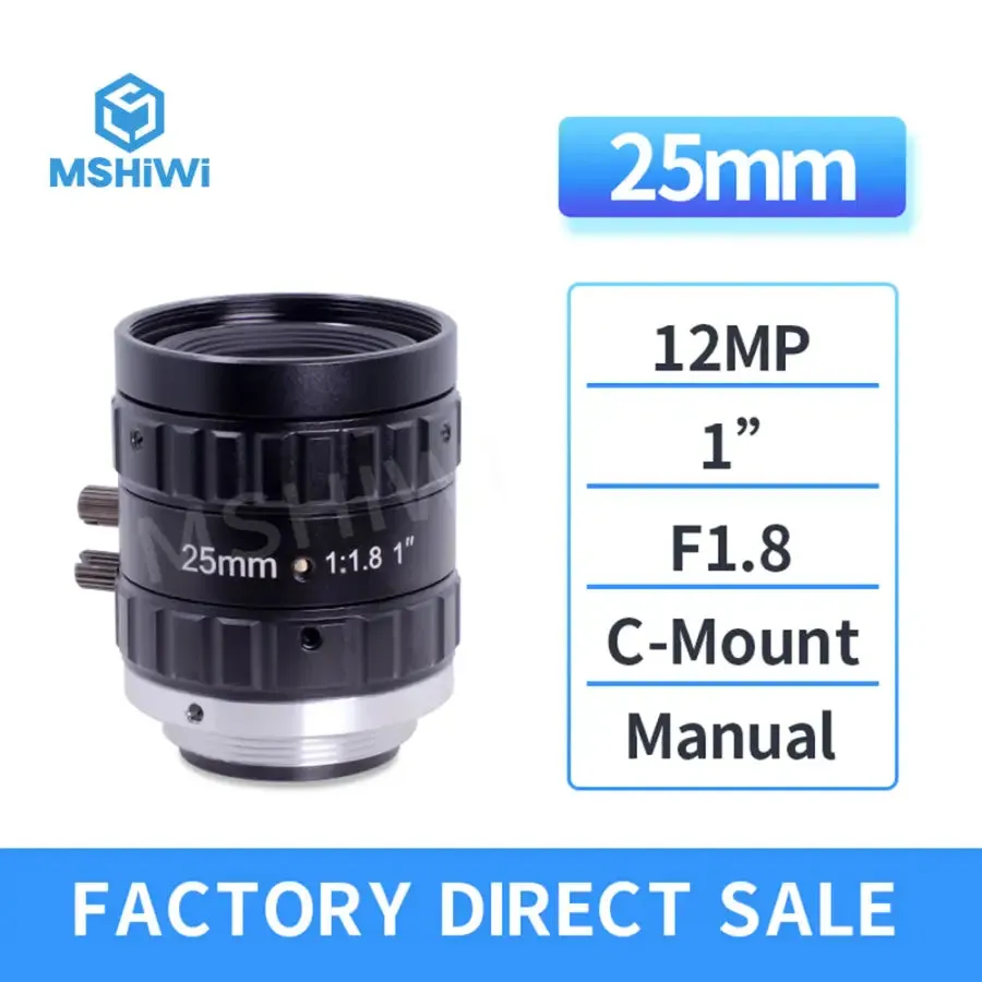 12MP 6mm 25mm Manual FA Prime Lens C-mount F1.8 1" ITS Camera Lens