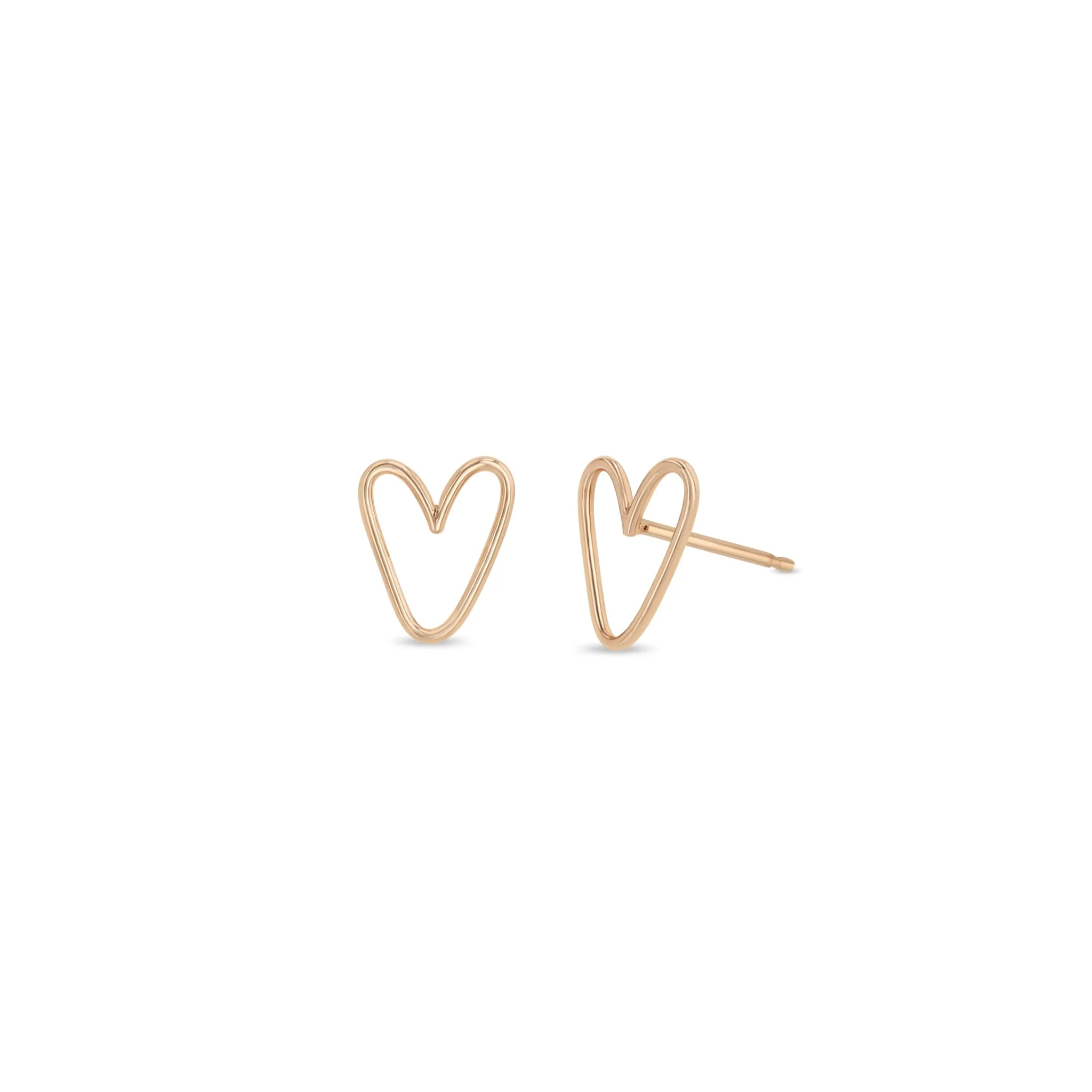 14k Gold Open Wire Heart Studs