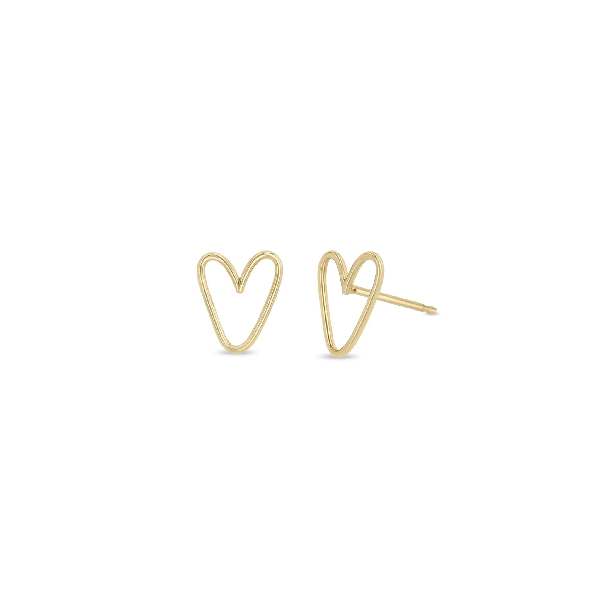 14k Gold Open Wire Heart Studs