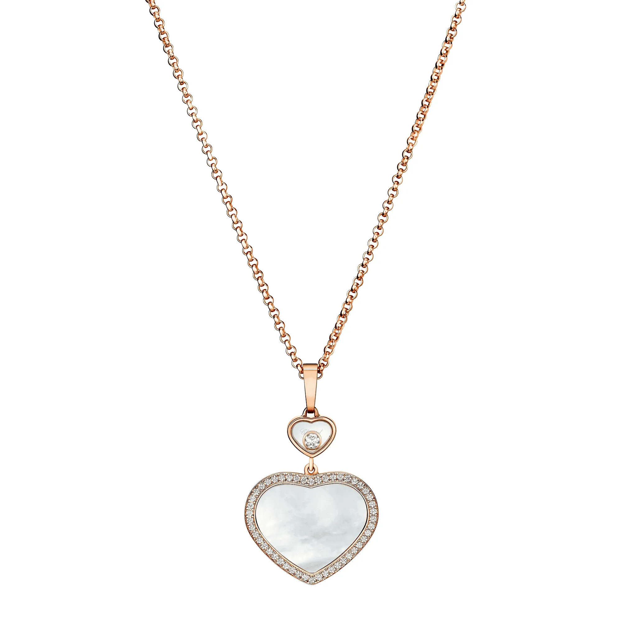 18ct Rose Gold Happy Hearts Mother of Pearl & Diamond Set Pendant