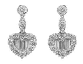 18k White Gold 2ct Heart-Shaped Diamond Earrings