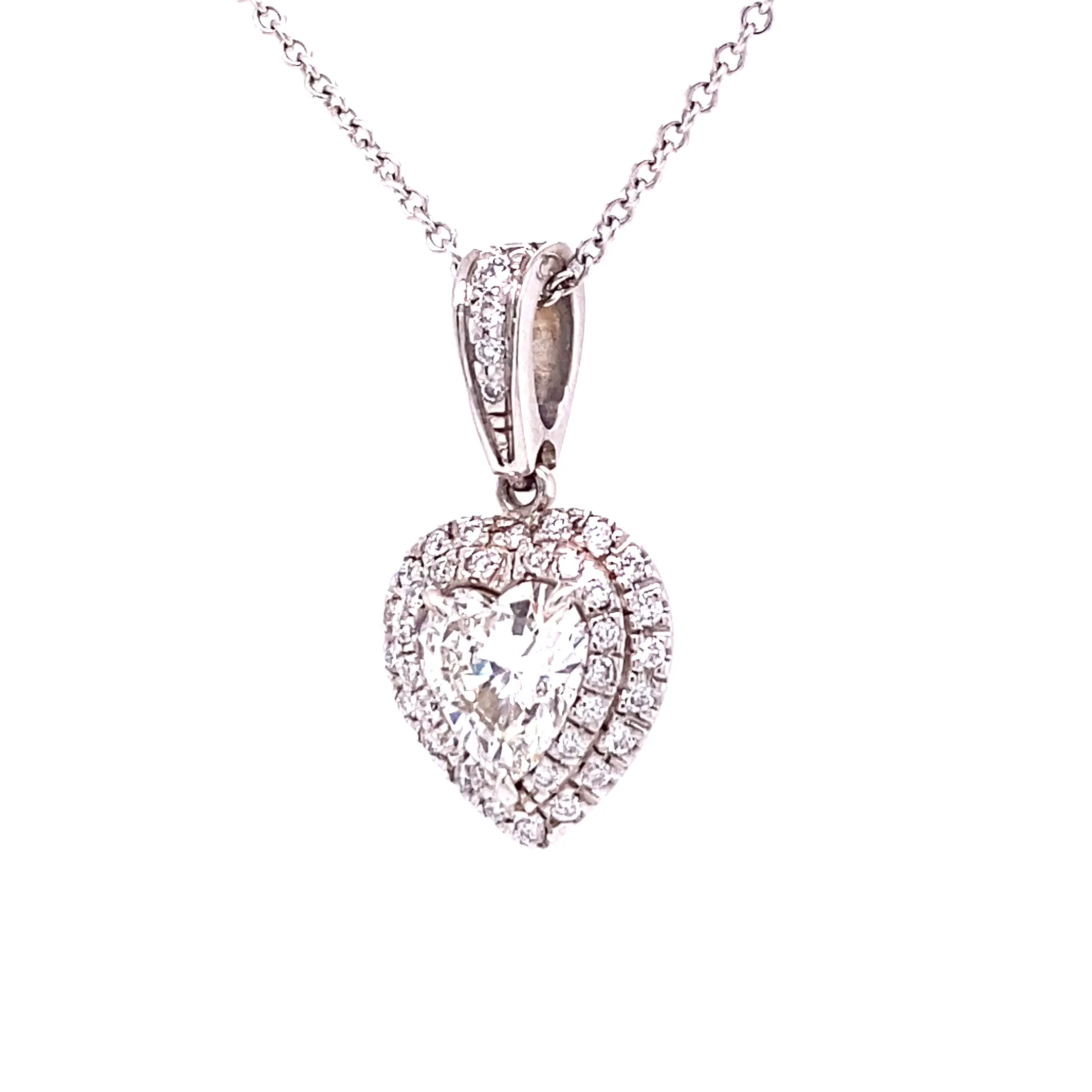 18KW Custom 1.02ct Heart Shaped Diamond Fashion Pendant