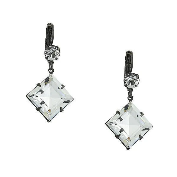 1928 Bridal Genuine Austrian Crystal Diamond Shape Drop Earrings