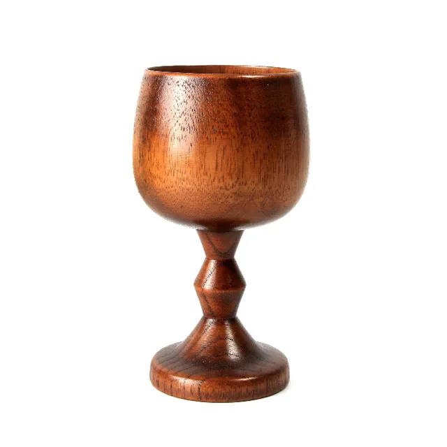 200ml Natural Solid Wood Cup Classic Wooden Wine Cup Vintage Goblet Chalice Hand-made Wood Drinking Dining Cup Drinkware Gift