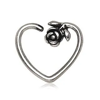 316L Stainless Steel Rose Heart Cartilage Earring