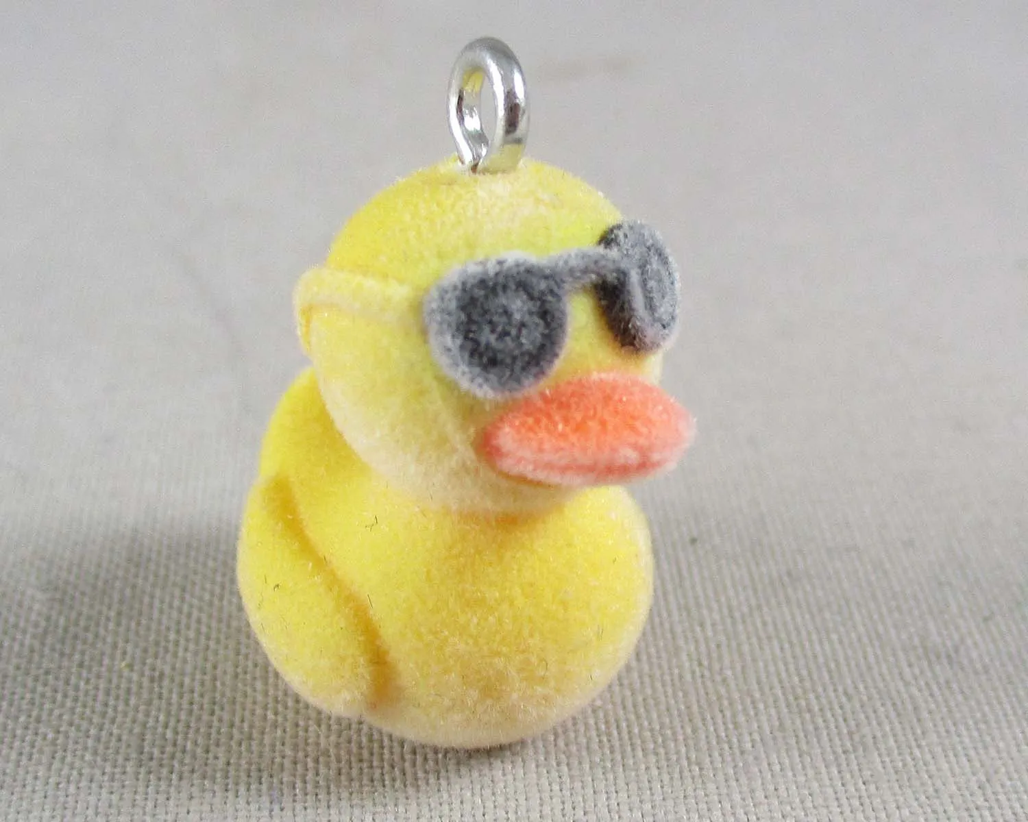 50% OFF!! Flocky Rubber Ducky with Sunglasses Charm 1pc (0986)