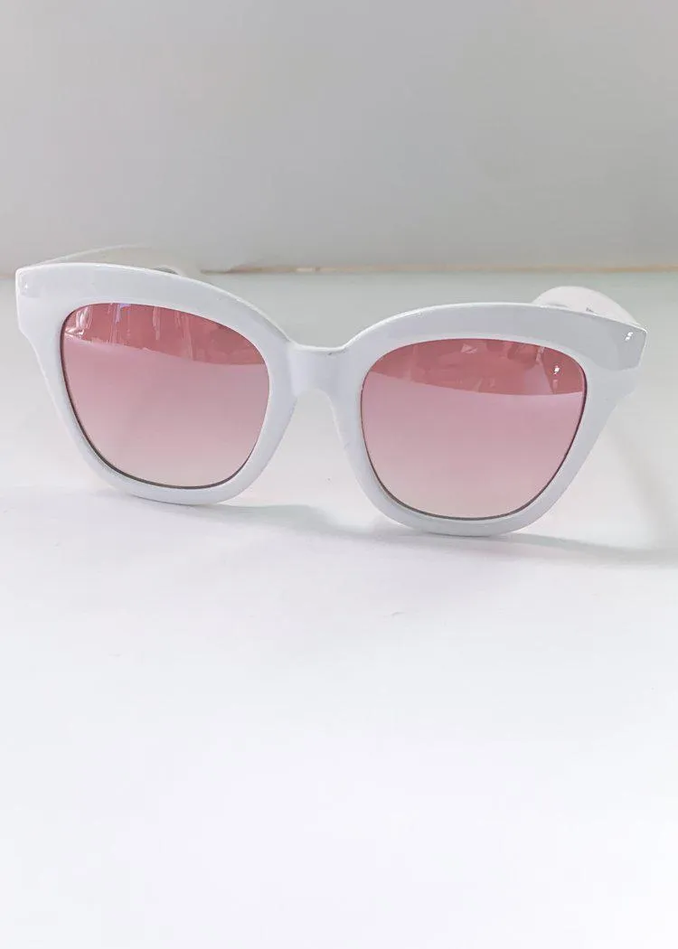 AJ Morgan Resplendid Square Cat Eye Sunglasses - White