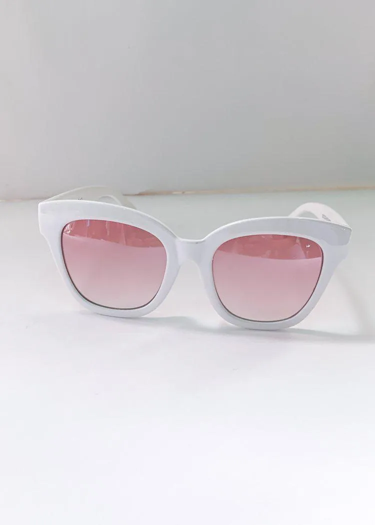 AJ Morgan Resplendid Square Cat Eye Sunglasses - White