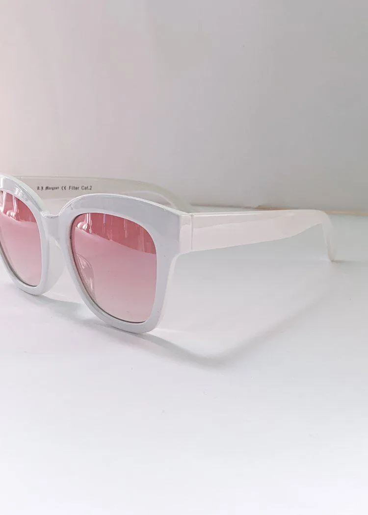 AJ Morgan Resplendid Square Cat Eye Sunglasses - White