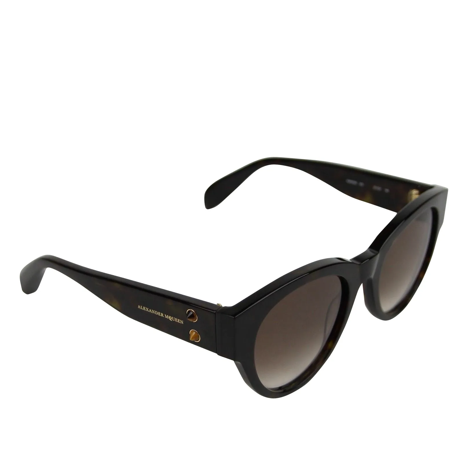 Alexander McQueen Unisex Spikes Havana Plastic Square Acetate Sunglasses