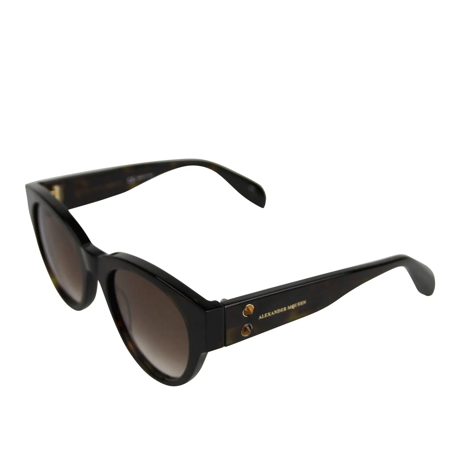 Alexander McQueen Unisex Spikes Havana Plastic Square Acetate Sunglasses