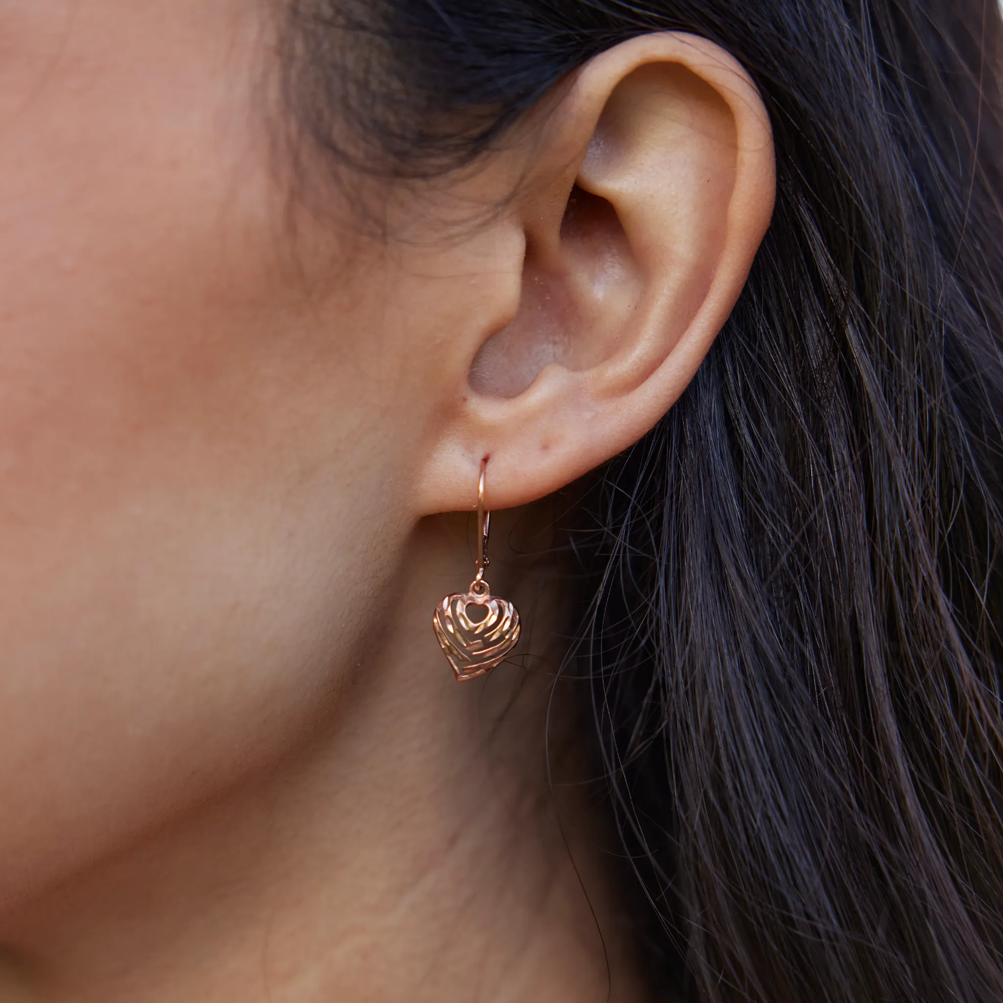 Aloha Heart Earrings in Rose Gold - 11mm