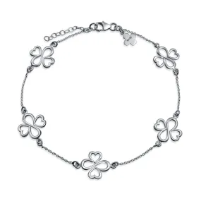 Ayllu Heart Infinity Clover Love Luck Unity Multi Charm Anklet Sterling