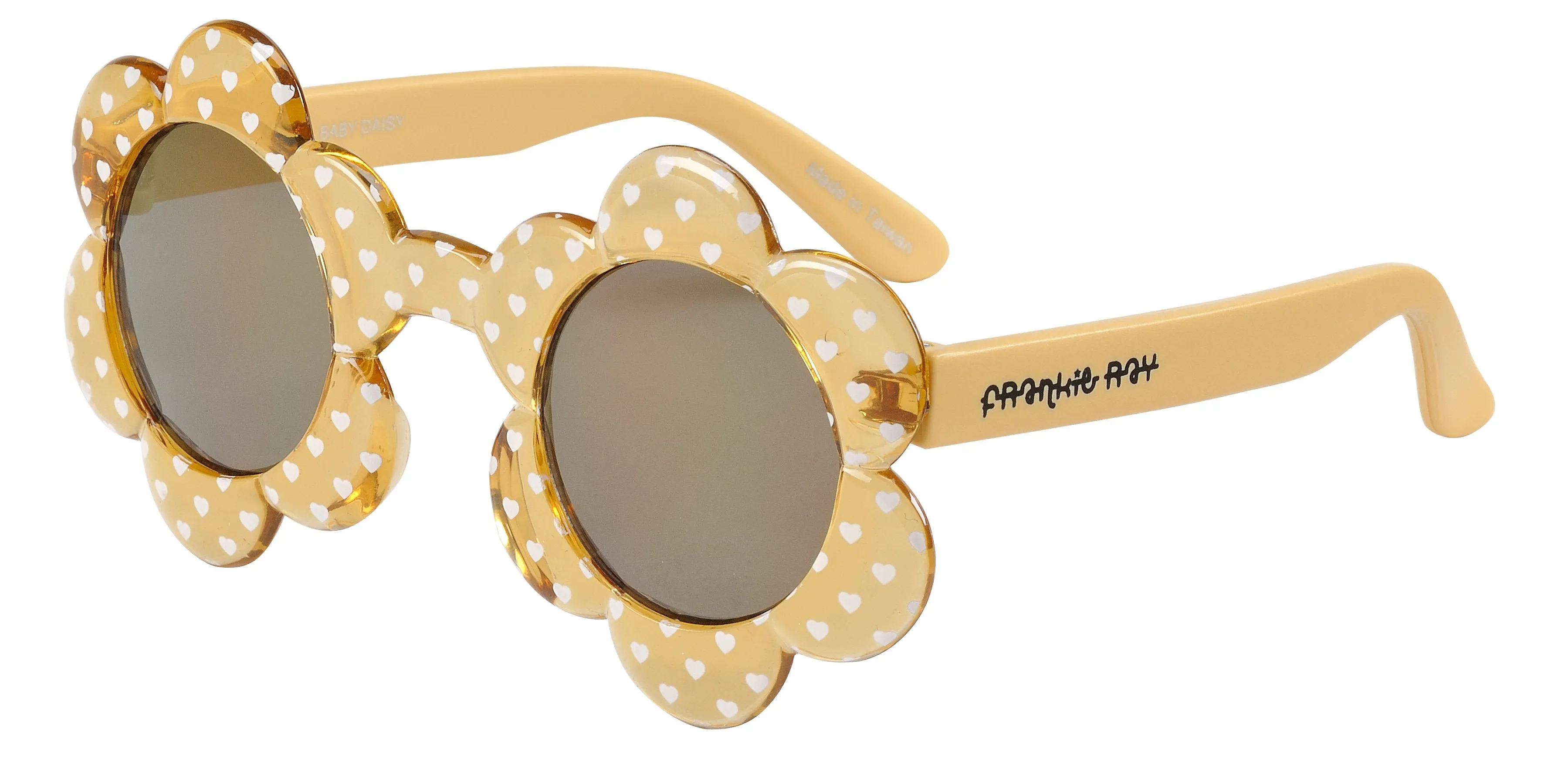 Baby Sunnies Daisy - Yellow with White Hearts (0-18 months)