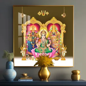 Balaji Padamavathi with kuber Laxmi Premium Acrylic Square Wall Art