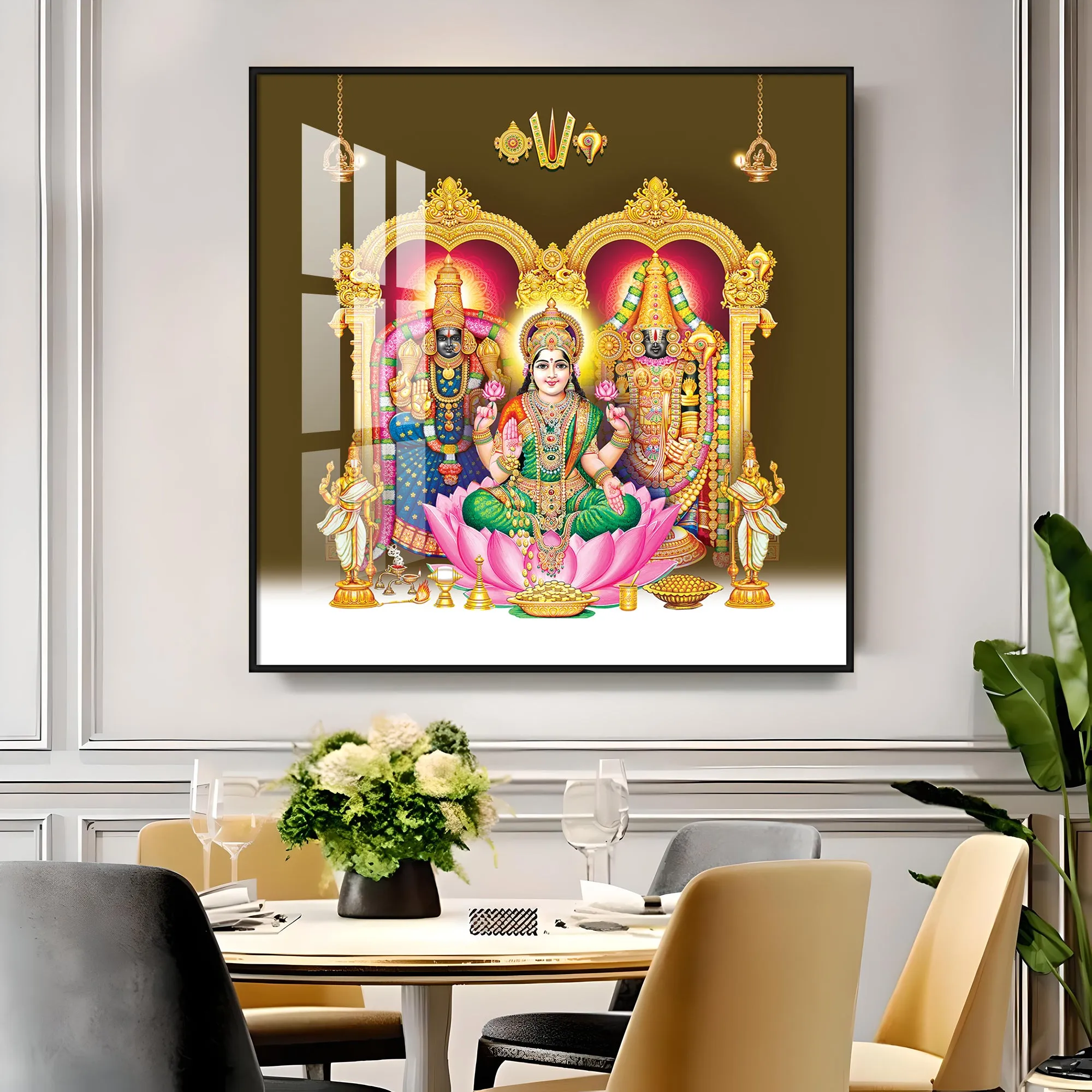 Balaji Padamavathi with kuber Laxmi Premium Acrylic Square Wall Art