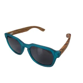 Bamboo Blonde Blue Sunglasses with Zebra Wood