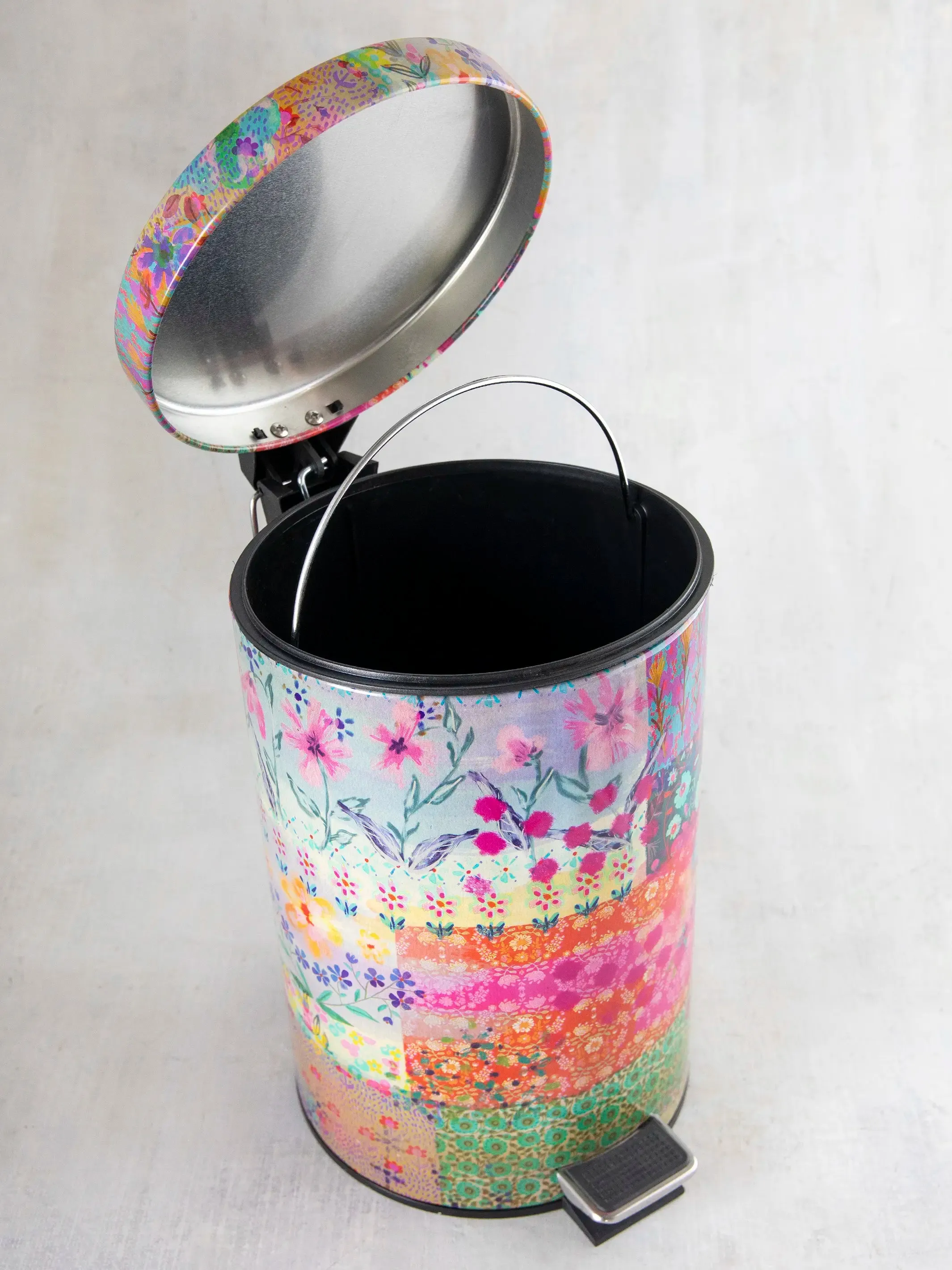 Bathroom Trash Can - Pink Watercolor Patchwork