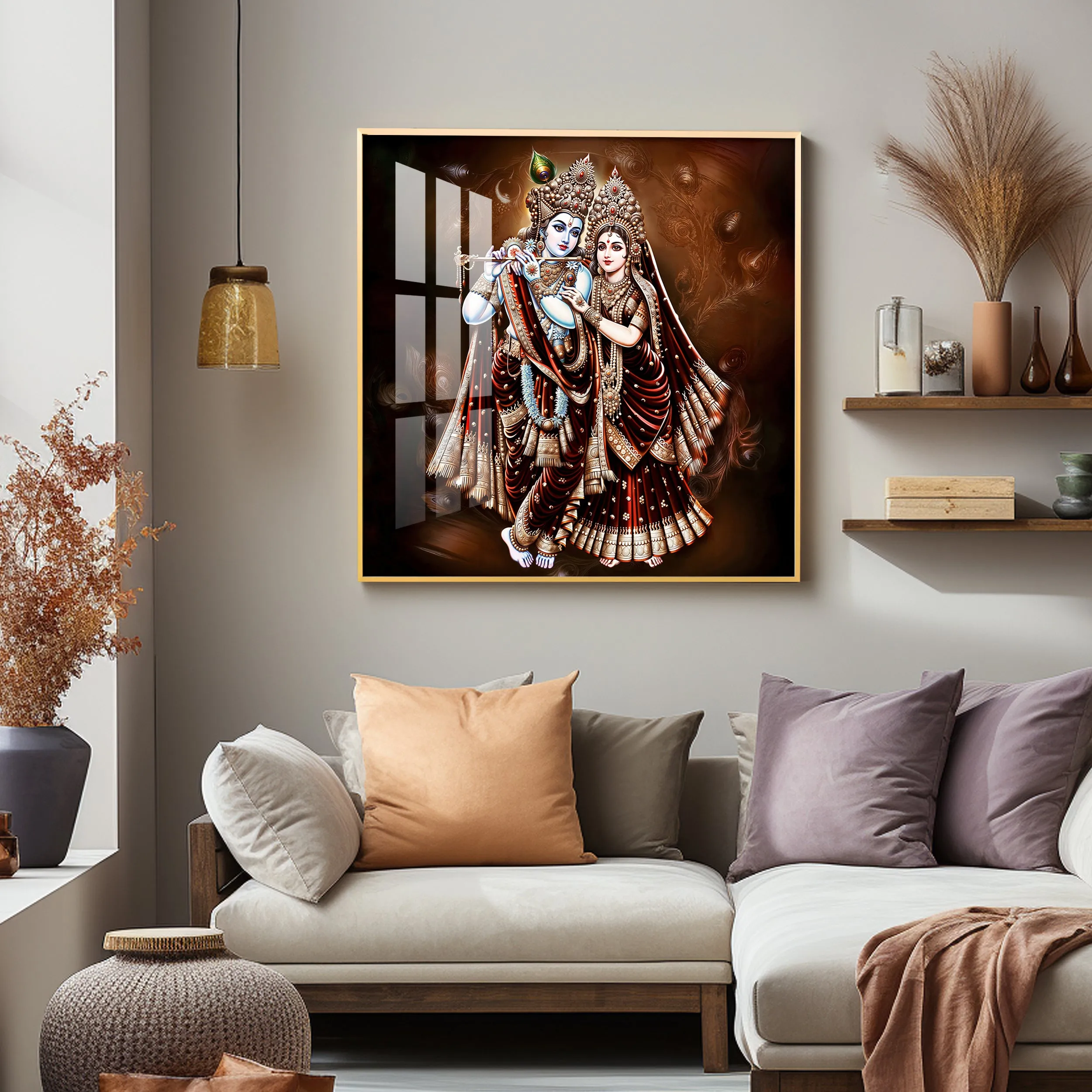 Beautiful Radha Krishna Premium Acrylic Square Wall Art