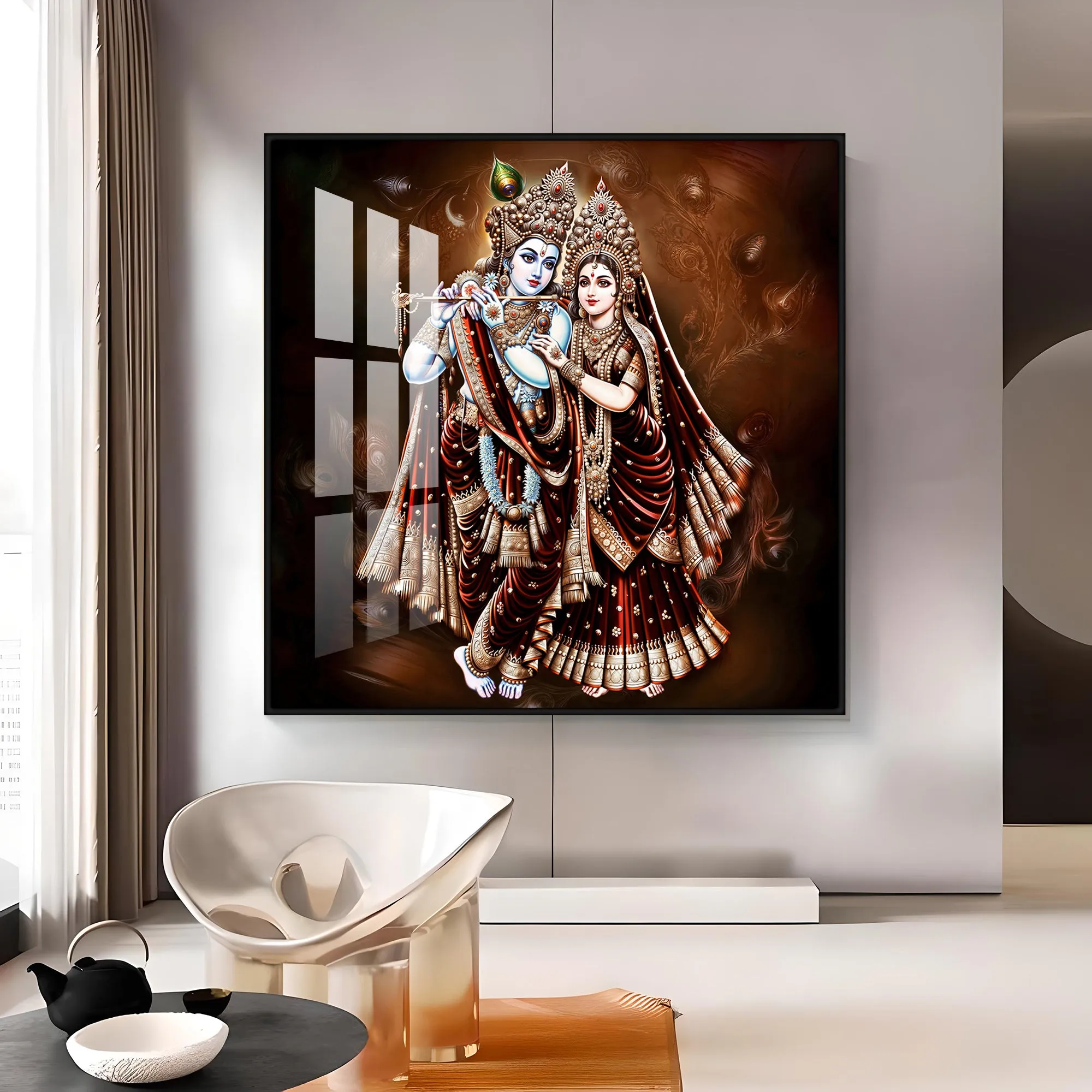 Beautiful Radha Krishna Premium Acrylic Square Wall Art