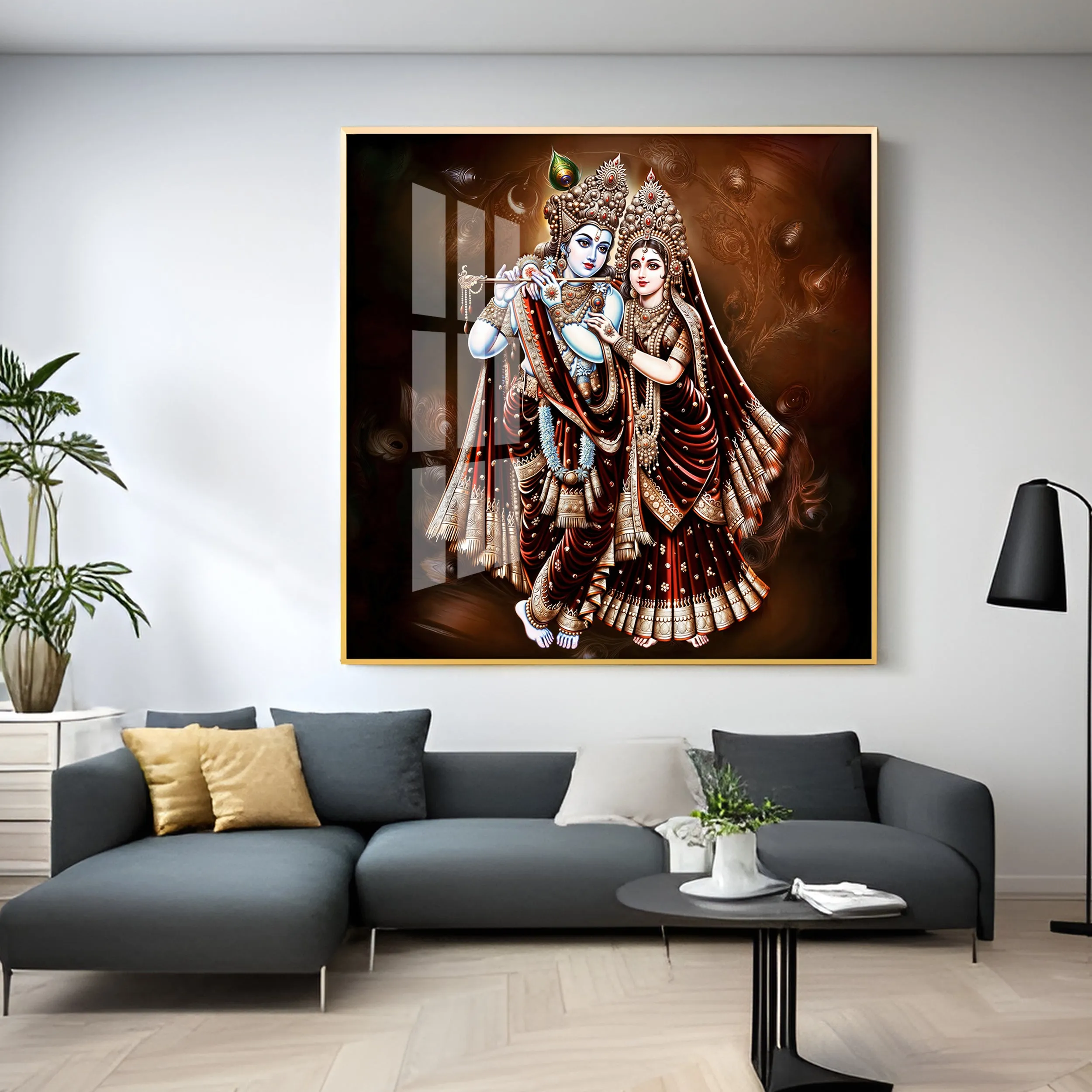 Beautiful Radha Krishna Premium Acrylic Square Wall Art