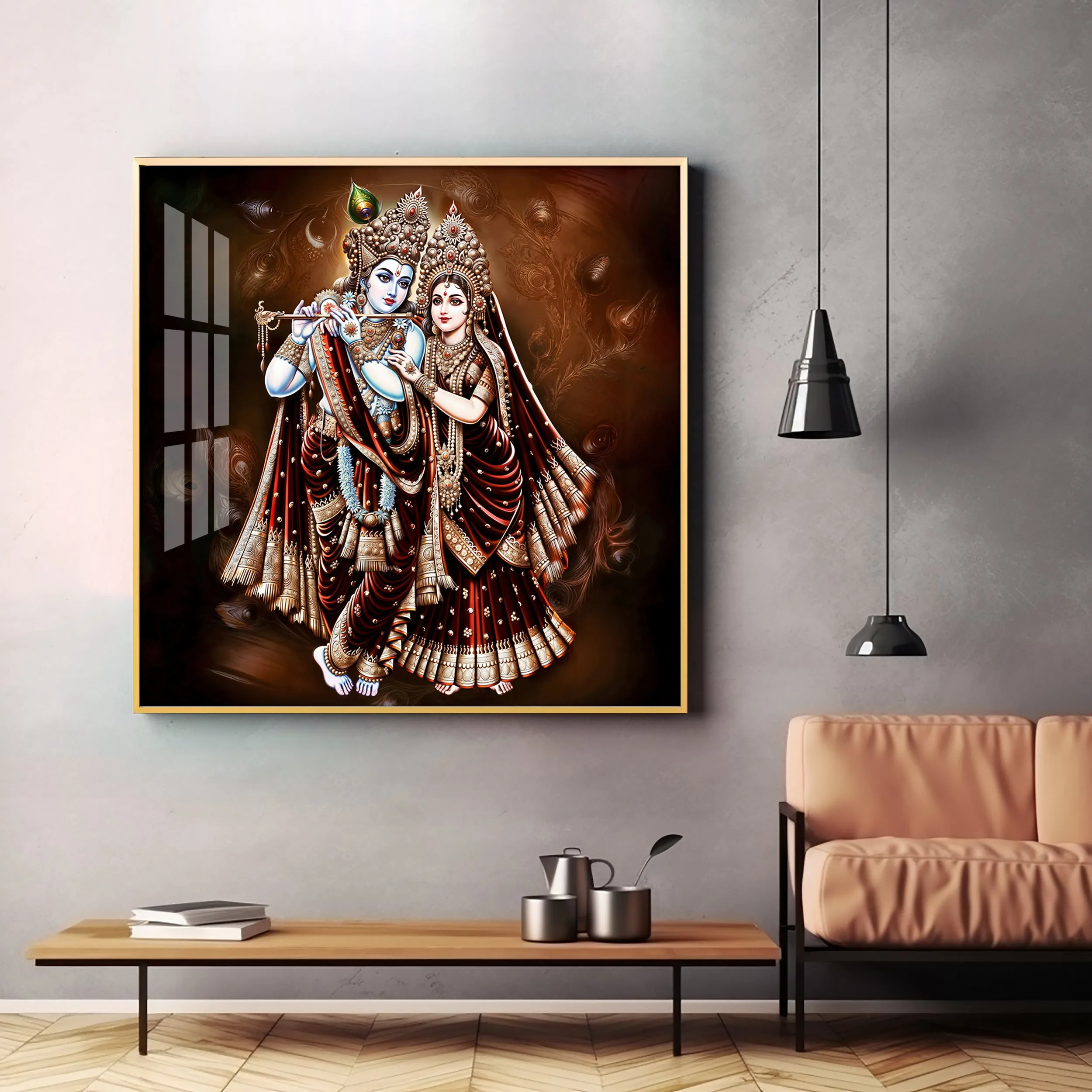 Beautiful Radha Krishna Premium Acrylic Square Wall Art