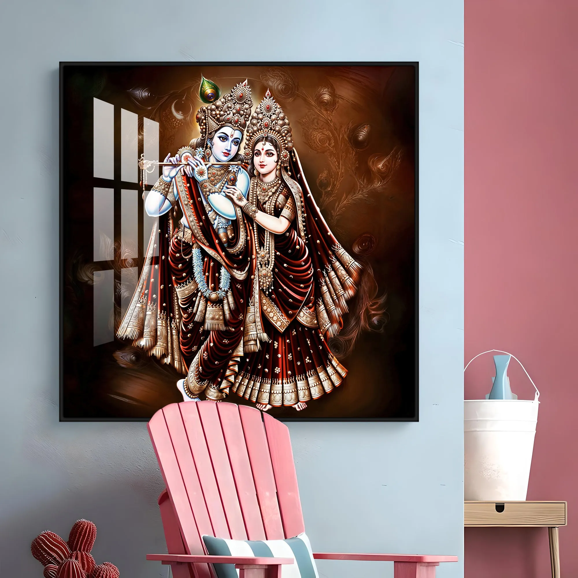 Beautiful Radha Krishna Premium Acrylic Square Wall Art