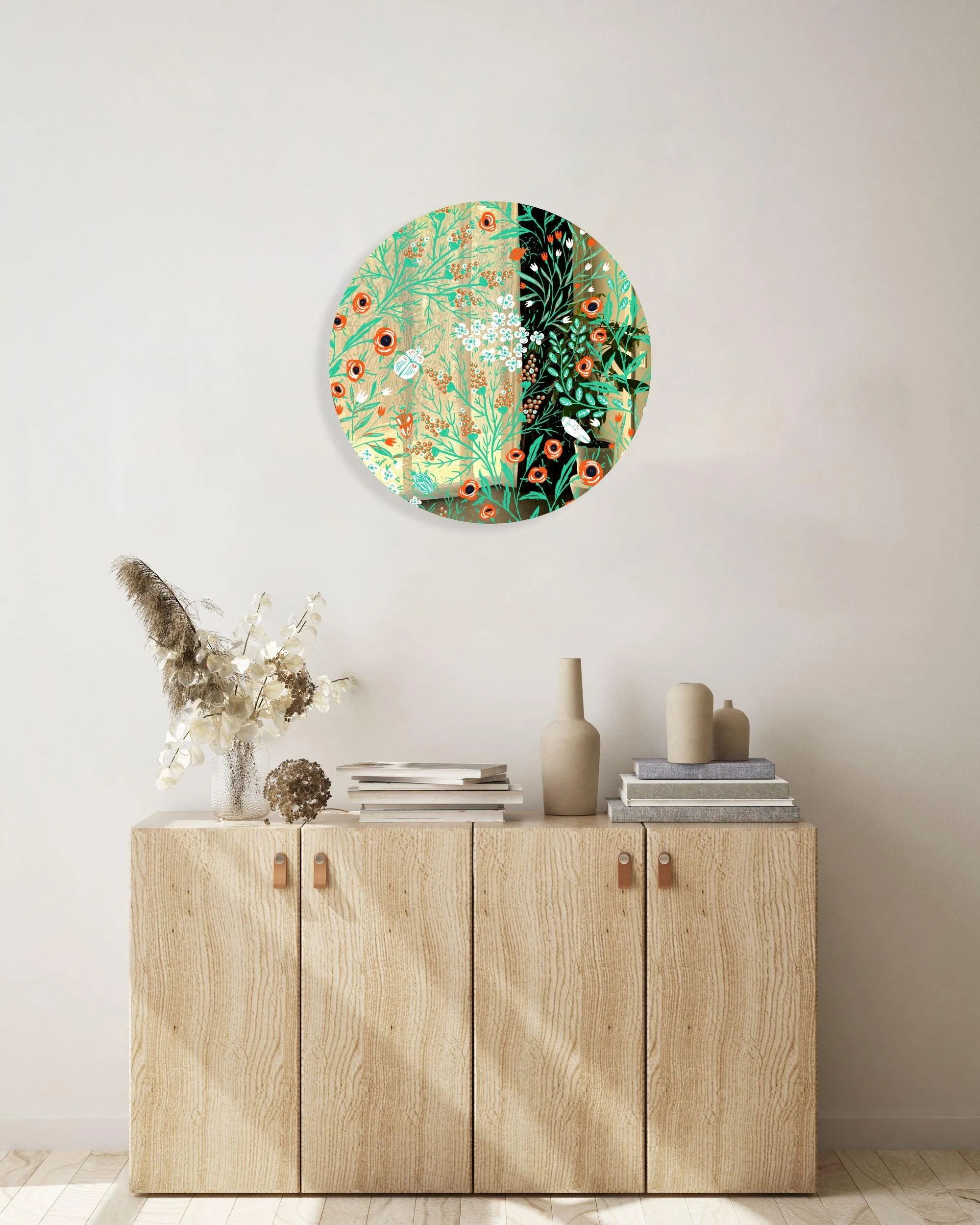 Beetles and Leaves Printed Mirror Acrylic Circles