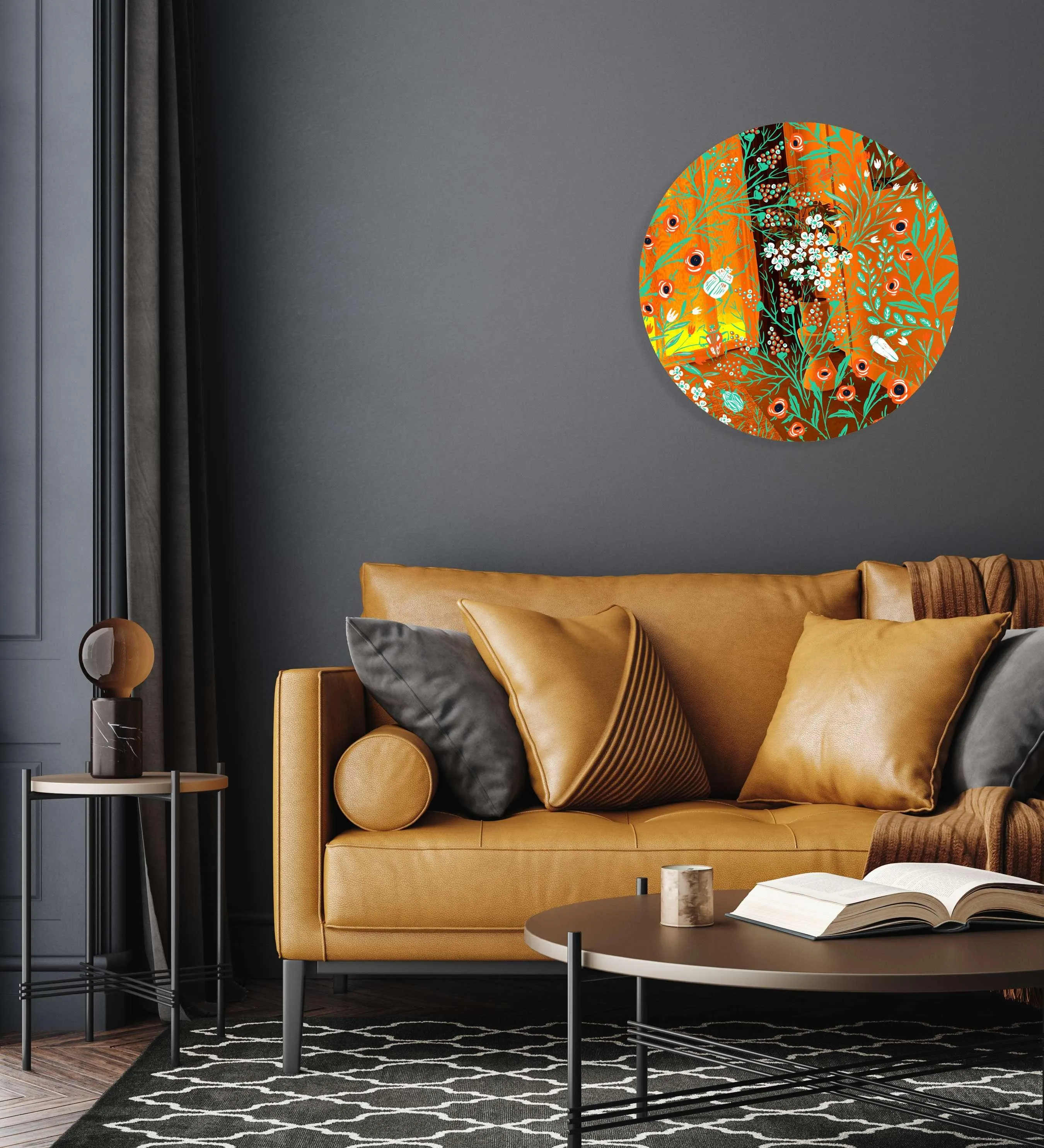 Beetles and Leaves Printed Mirror Acrylic Circles