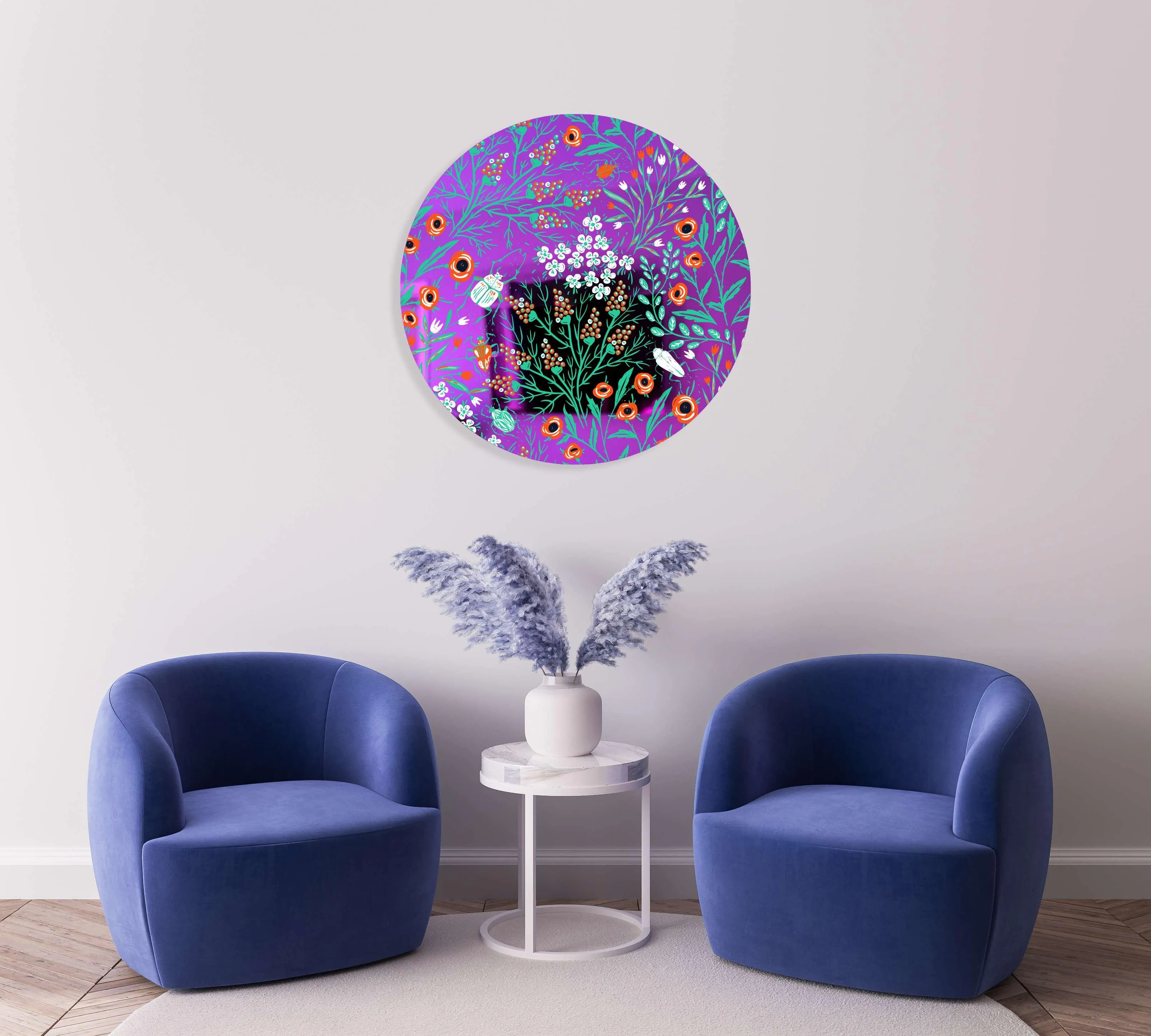 Beetles and Leaves Printed Mirror Acrylic Circles