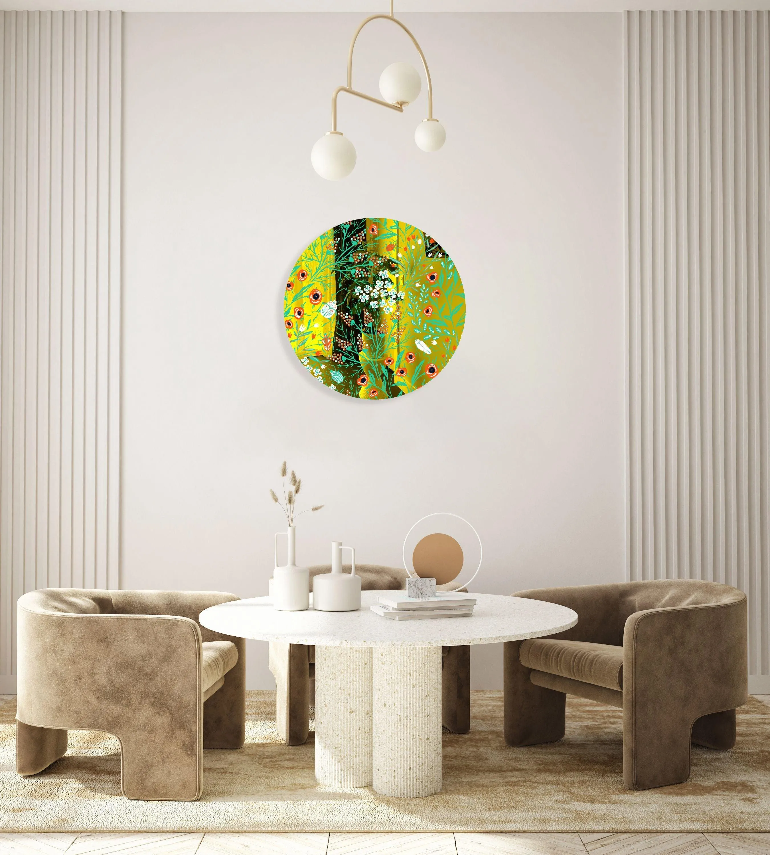 Beetles and Leaves Printed Mirror Acrylic Circles