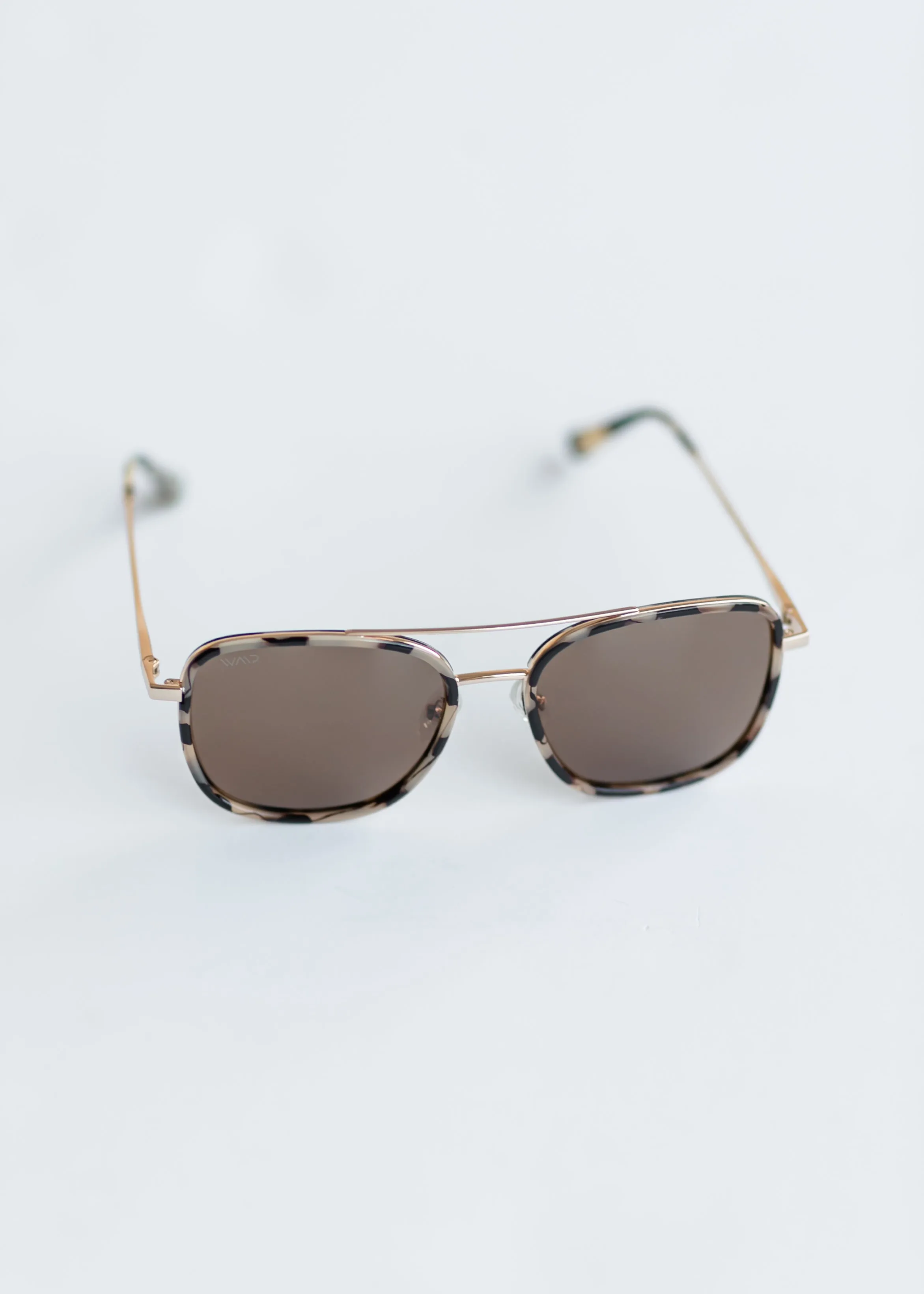 Beige Tortoise Square Aviator Sunglasses