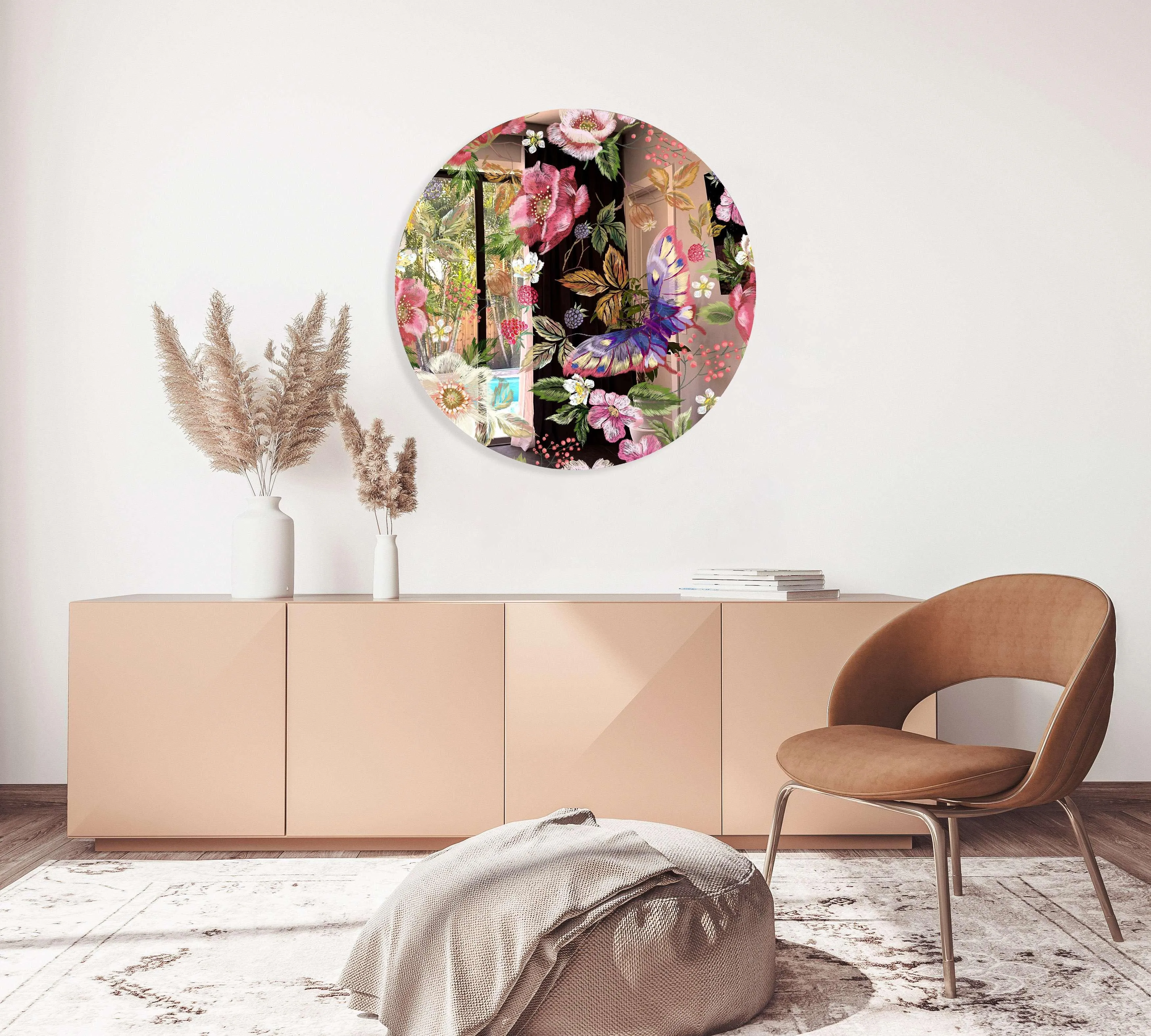 Berries and Flowers Printed Mirror Acrylic Circles