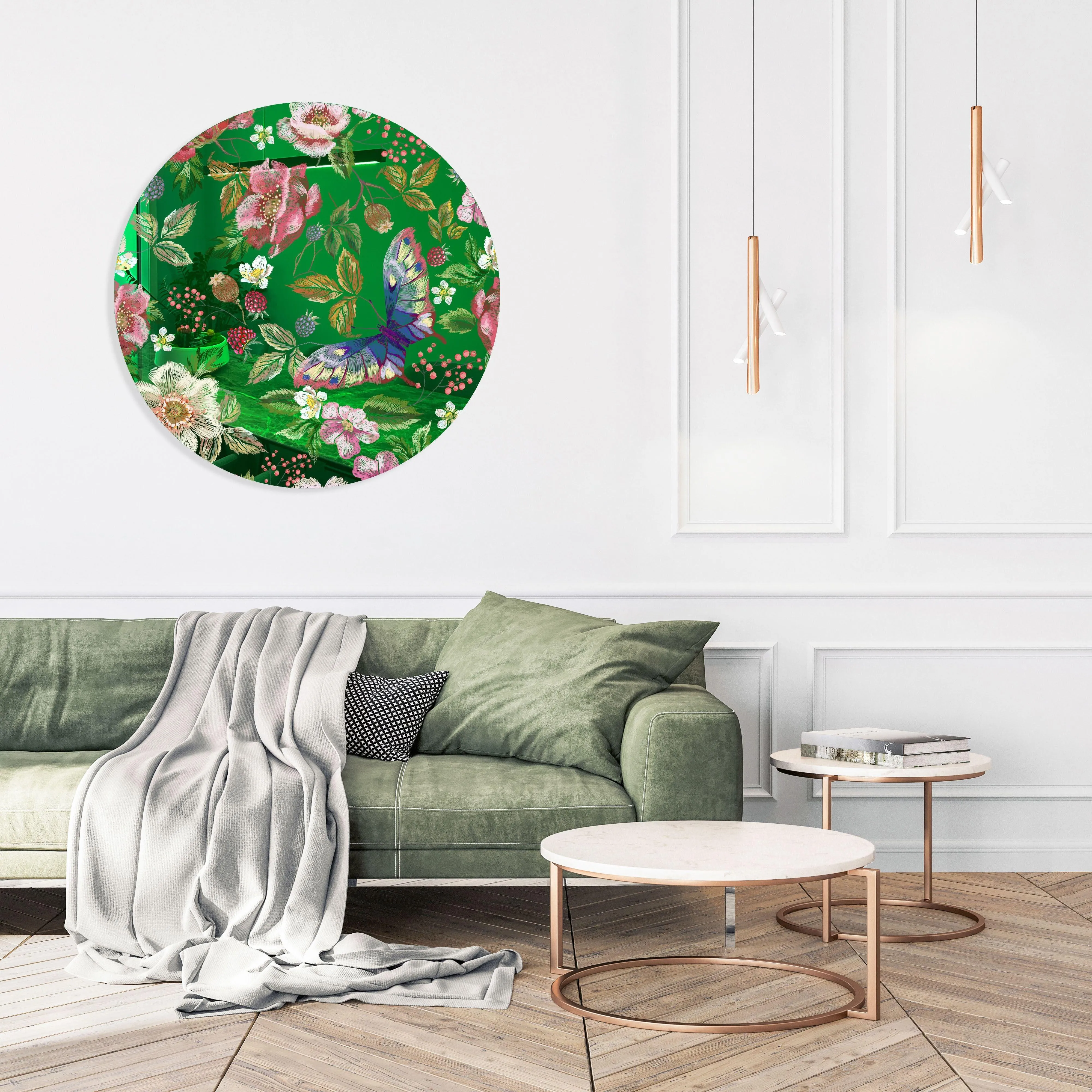 Berries and Flowers Printed Mirror Acrylic Circles