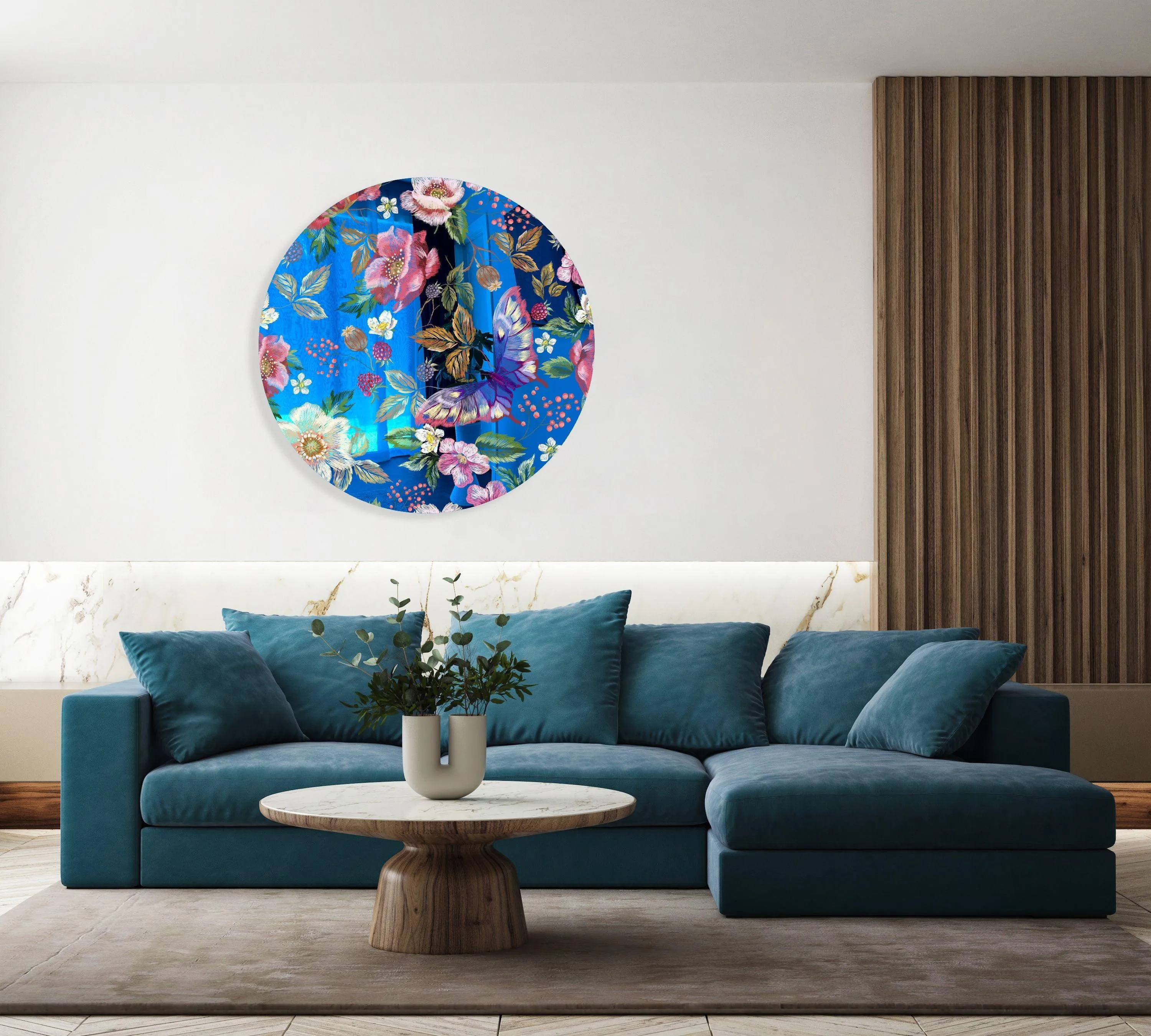 Berries and Flowers Printed Mirror Acrylic Circles