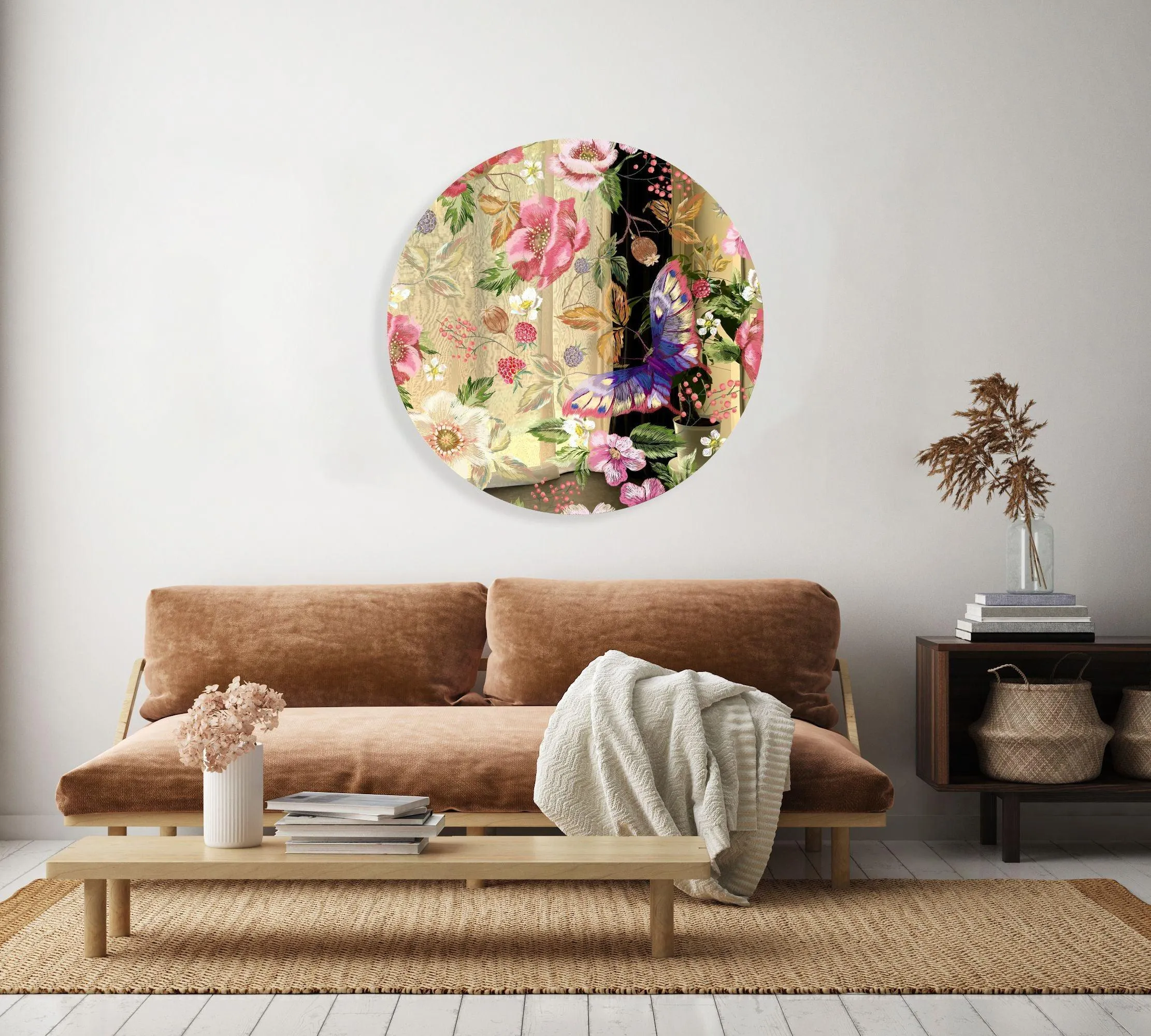 Berries and Flowers Printed Mirror Acrylic Circles