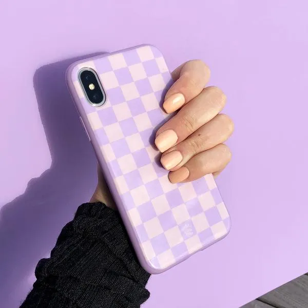 Checkered Lavender Nude iPhone Case