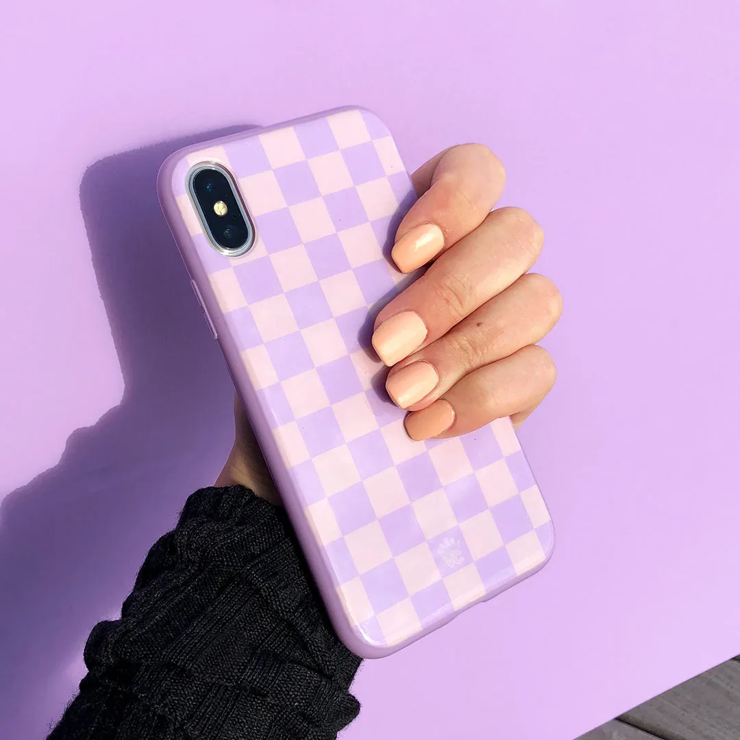 Checkered Lavender Nude iPhone Case