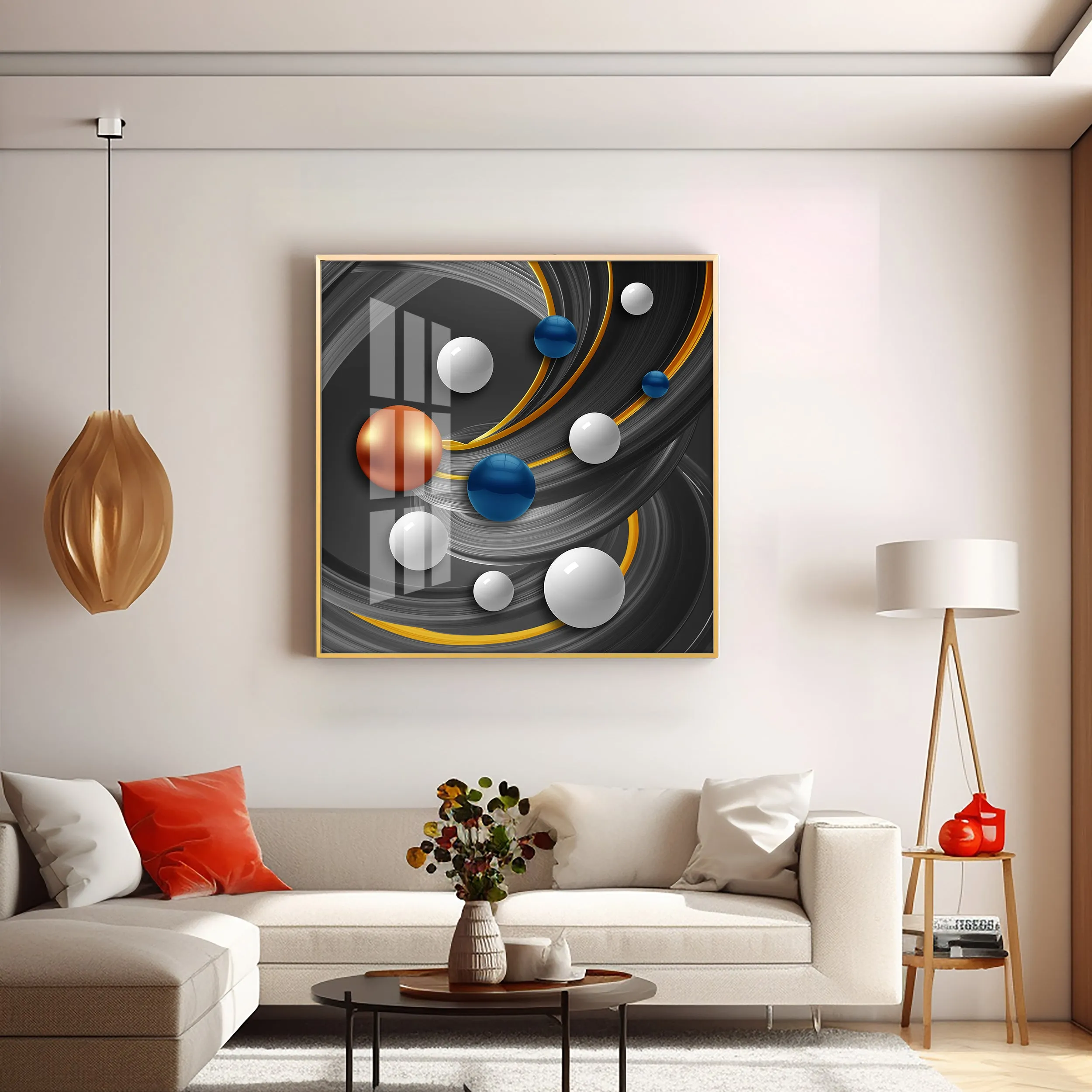 Colorful Circles Premium Acrylic Square Wall Art