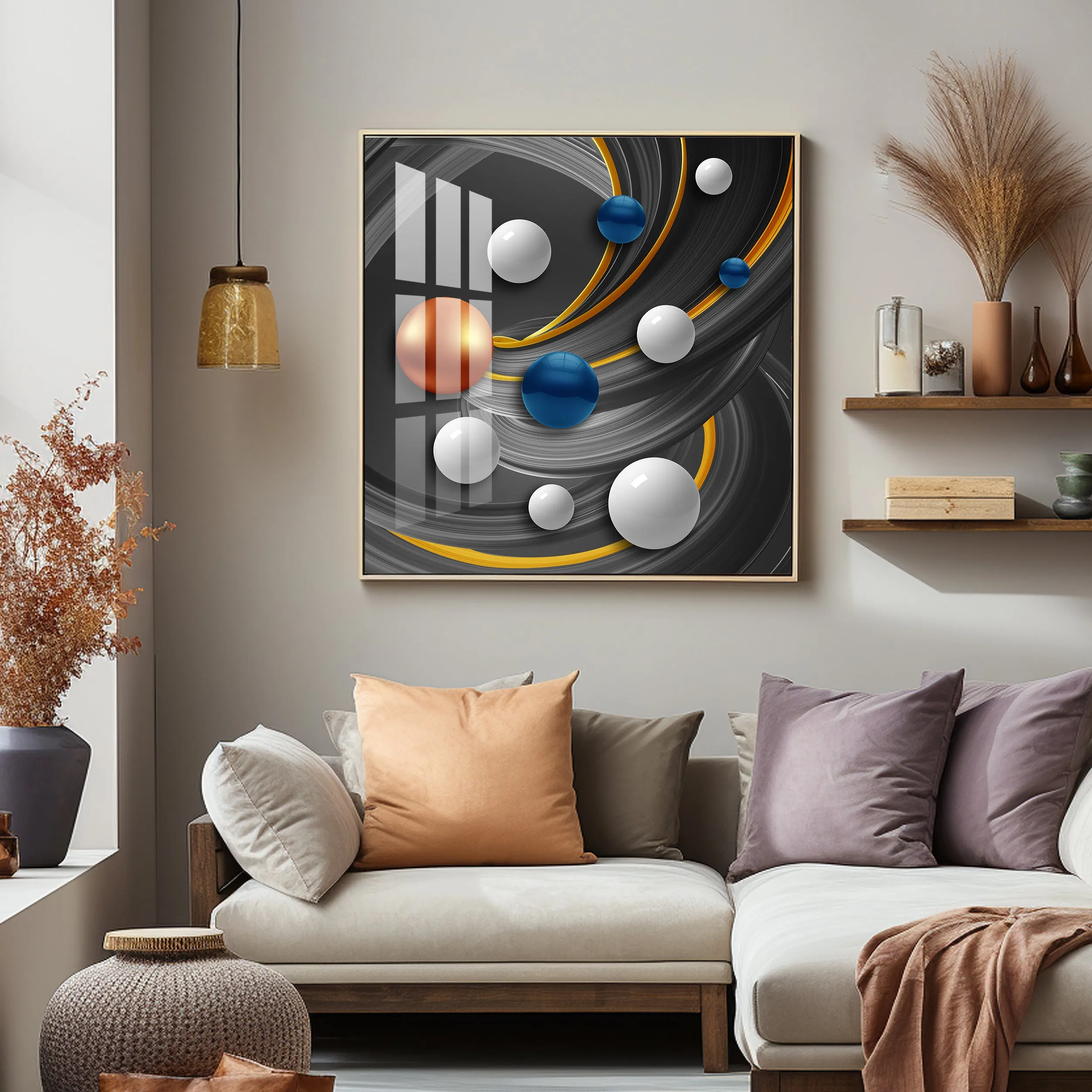 Colorful Circles Premium Acrylic Square Wall Art