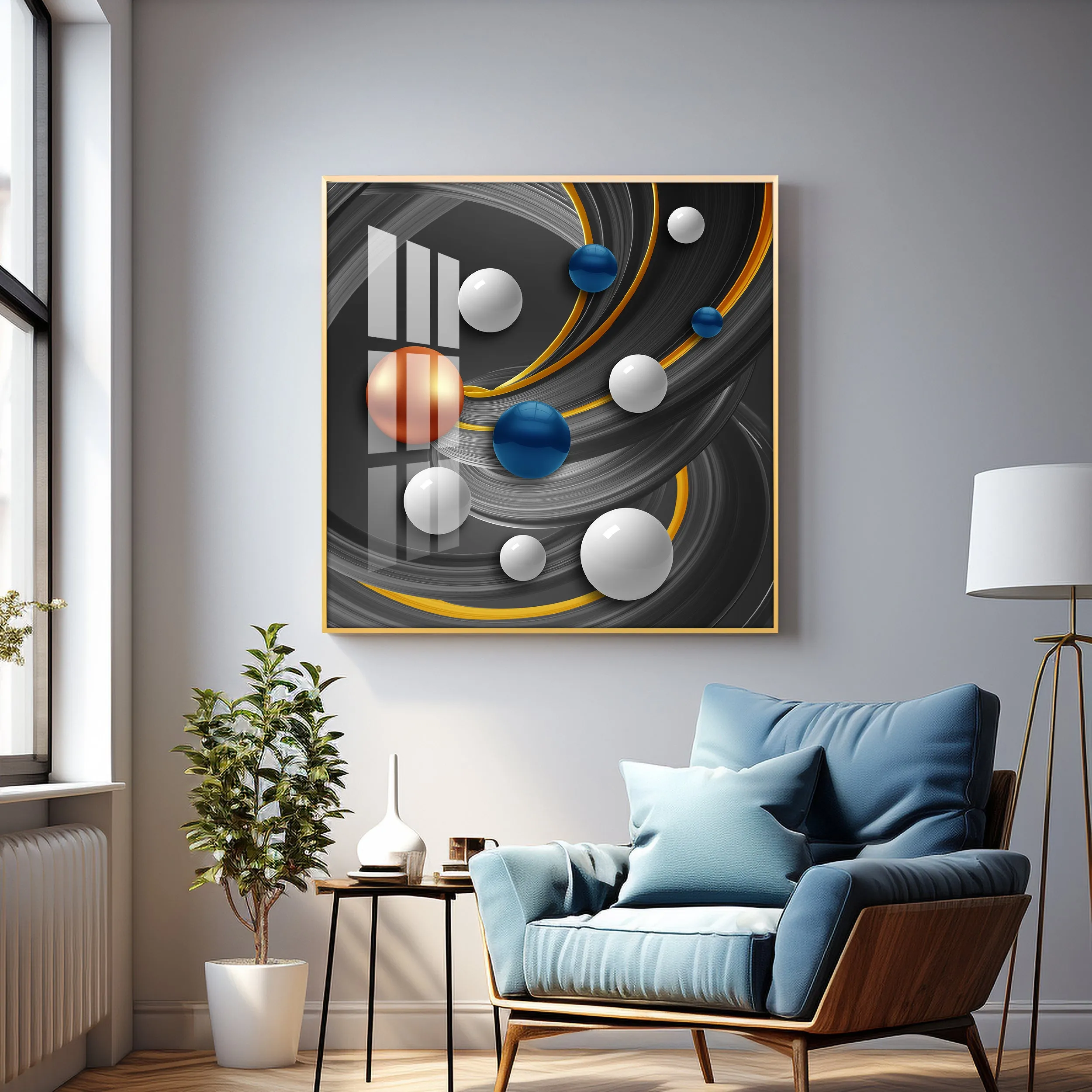 Colorful Circles Premium Acrylic Square Wall Art