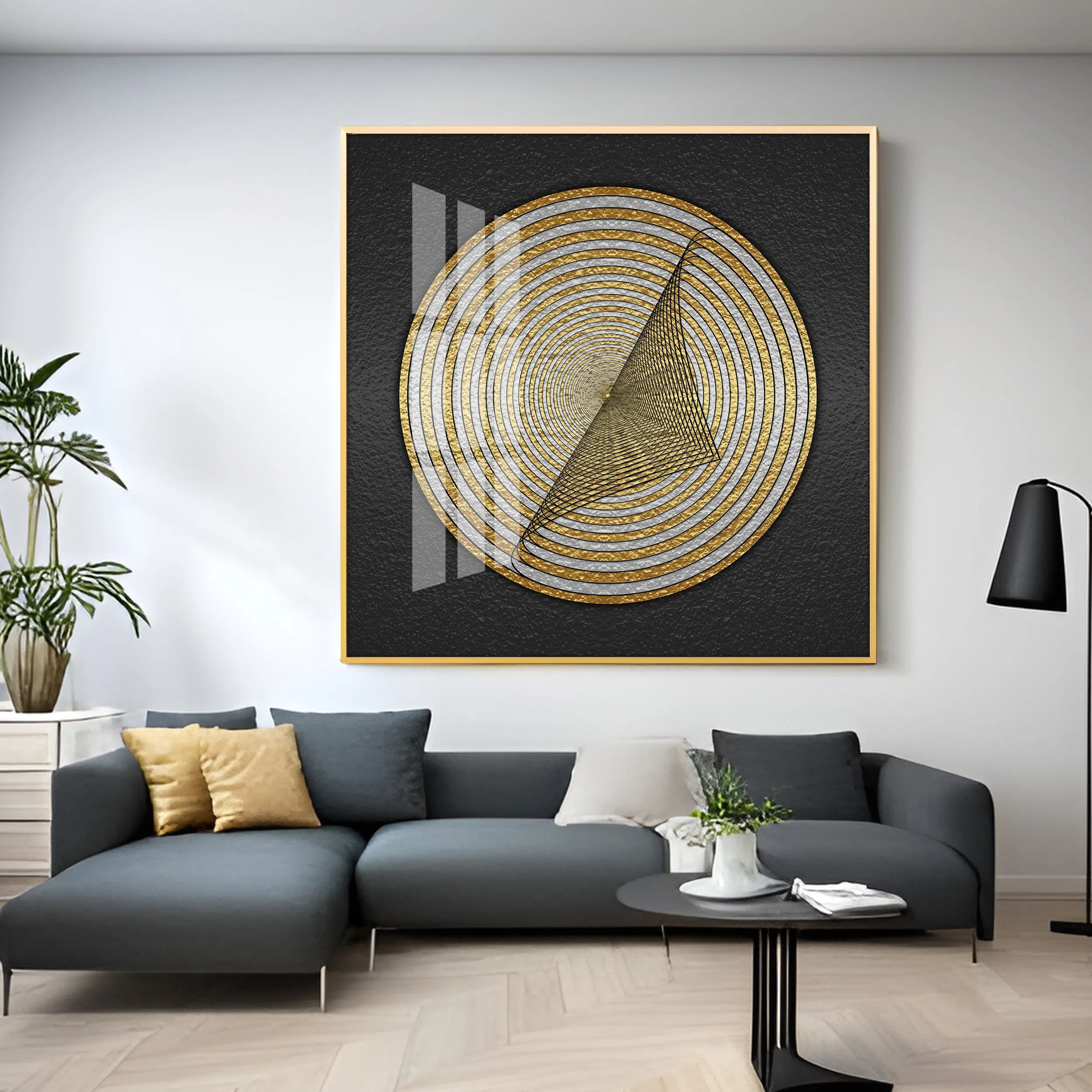 Contemporary Golden Circle Premium Acrylic Square Wall Art