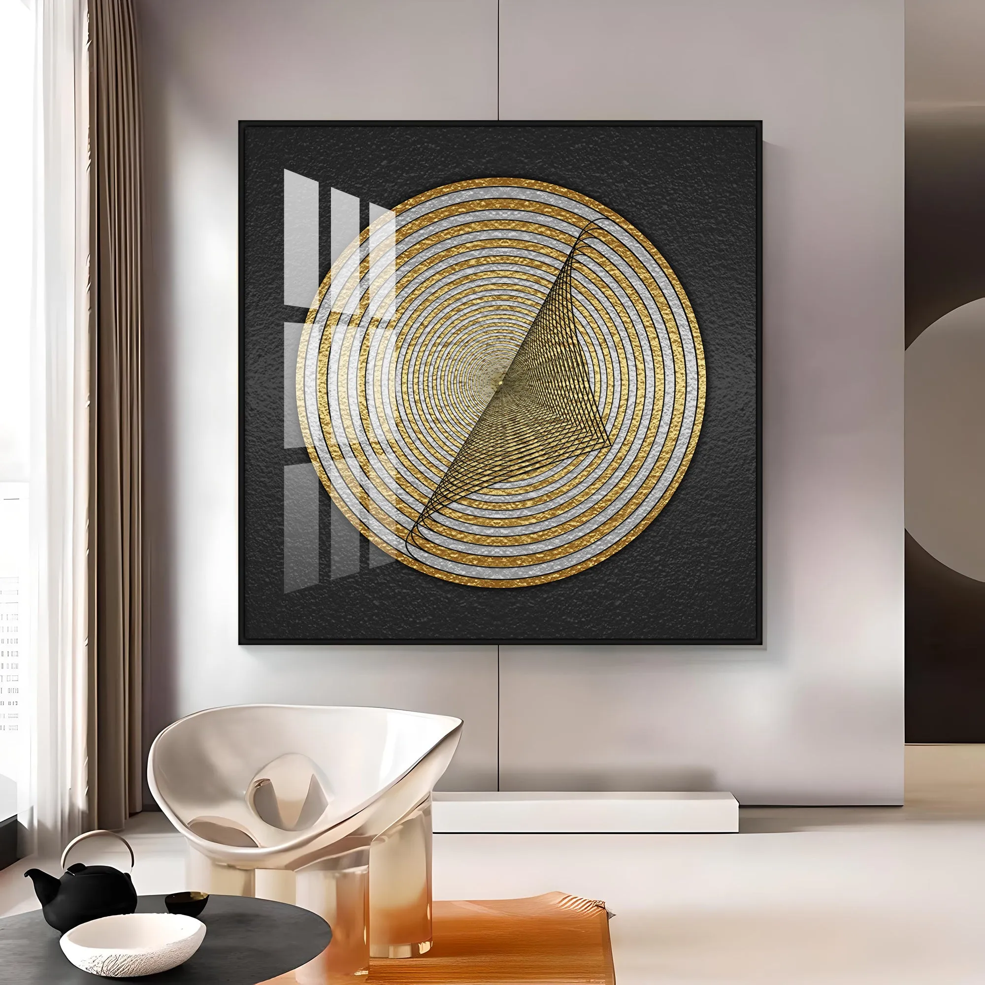 Contemporary Golden Circle Premium Acrylic Square Wall Art