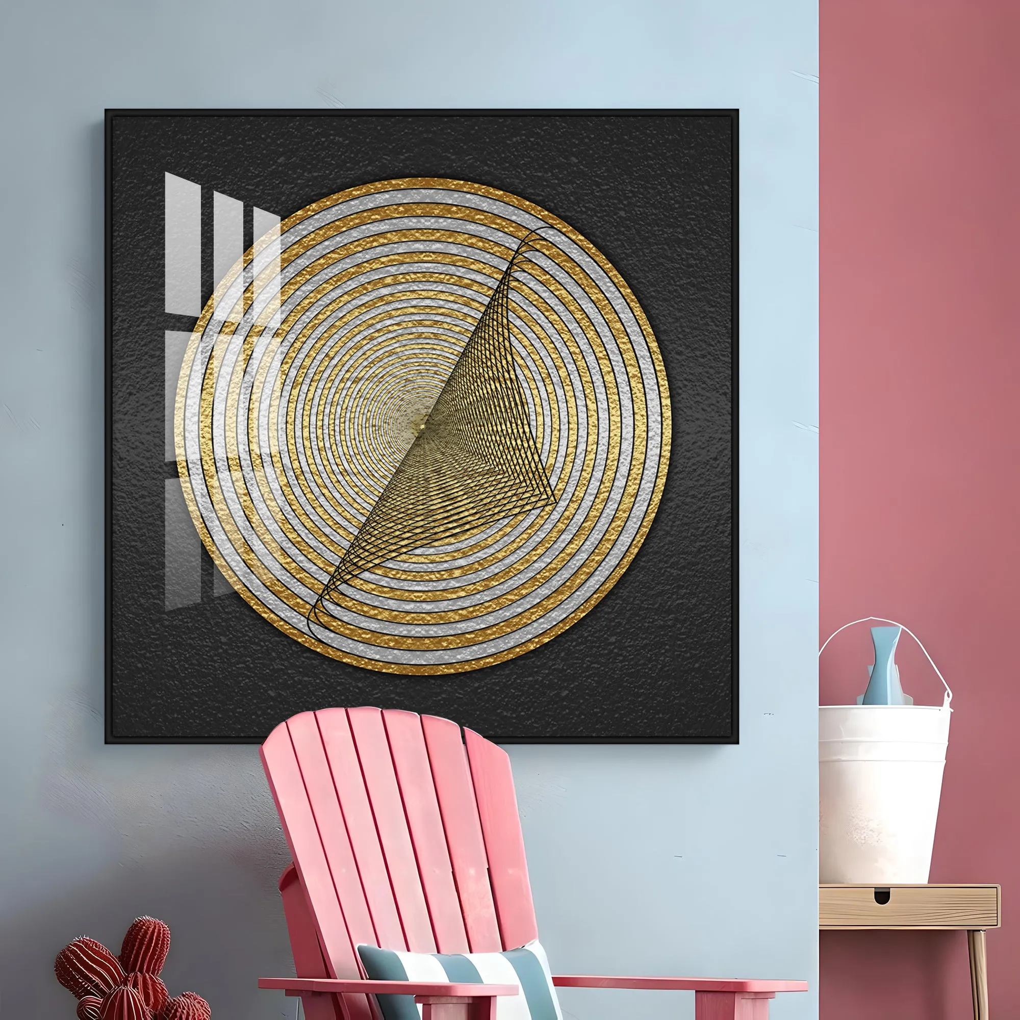 Contemporary Golden Circle Premium Acrylic Square Wall Art