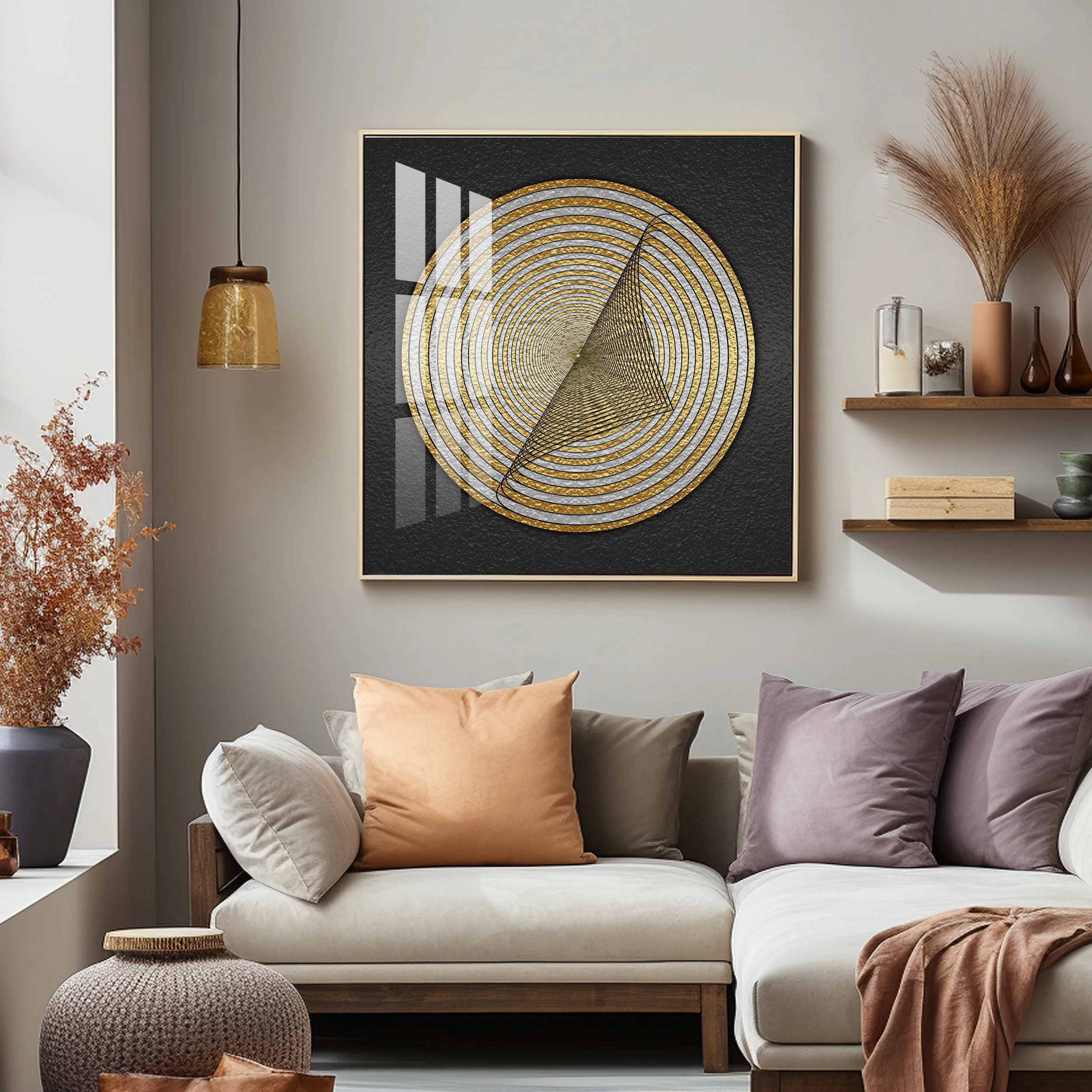 Contemporary Golden Circle Premium Acrylic Square Wall Art