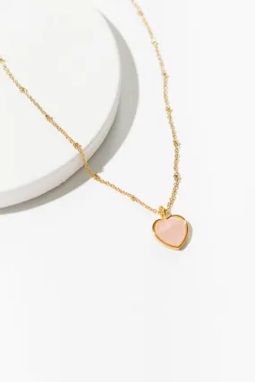 Cove Necklace Rose Quartz Heart Gold